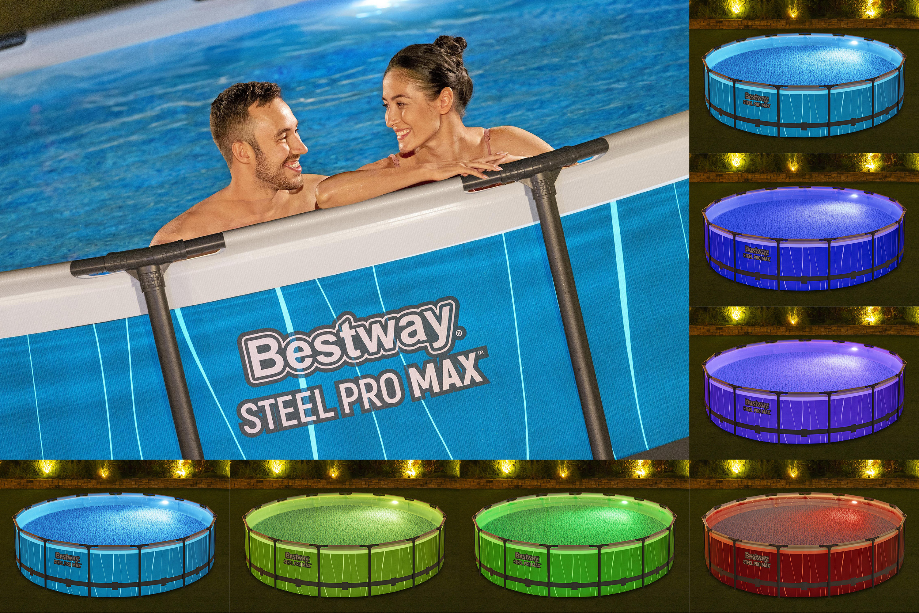 Steel Pro MAX™ Solo Pool ohne Zubehör Ø 457 x 107 cm, LED-Design, rund