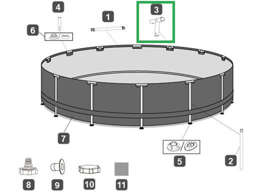 Bestway® Spare Part T-connector (grey/frameLink System™) for Steel Pro MAX™ pool Ø 457x122 cm, round