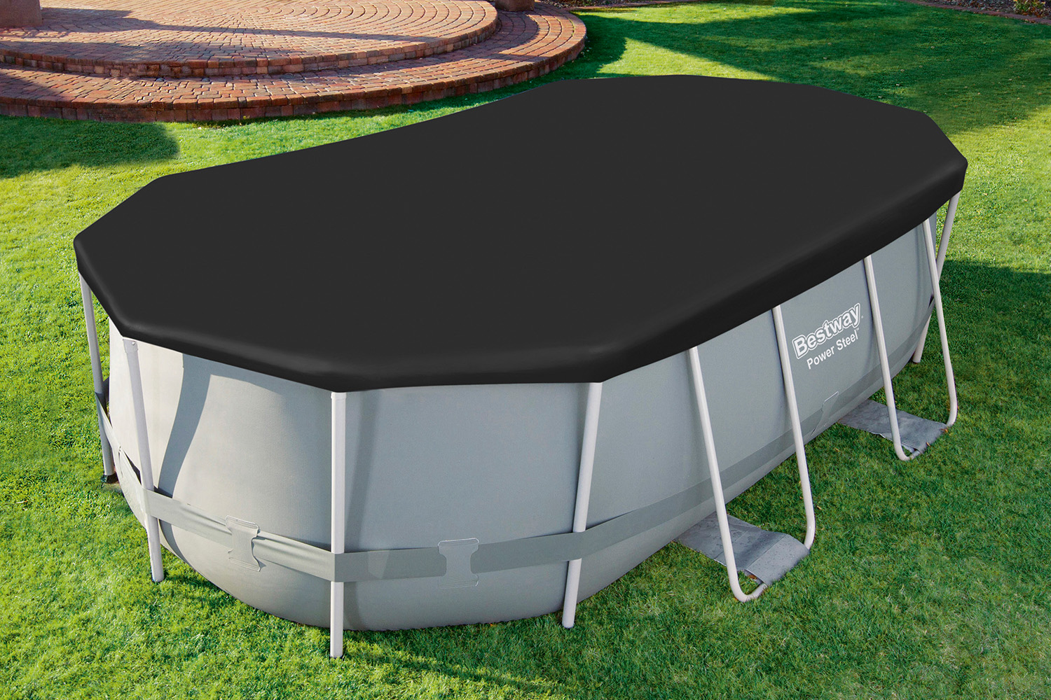 PVC-Abdeckplane 418 x 230 cm, schwarz, oval