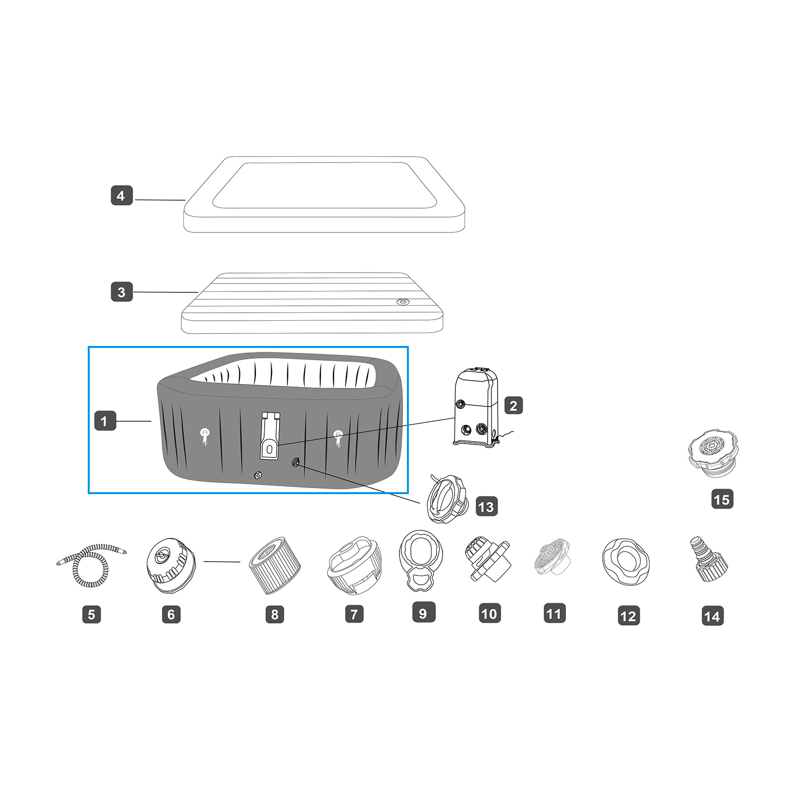 Bestway® Ersatzteil Liner Marmor-Opt. (braun) für LAY-Z-SPA® Rome Smart AirJet™ Energiespar-Whirlpool