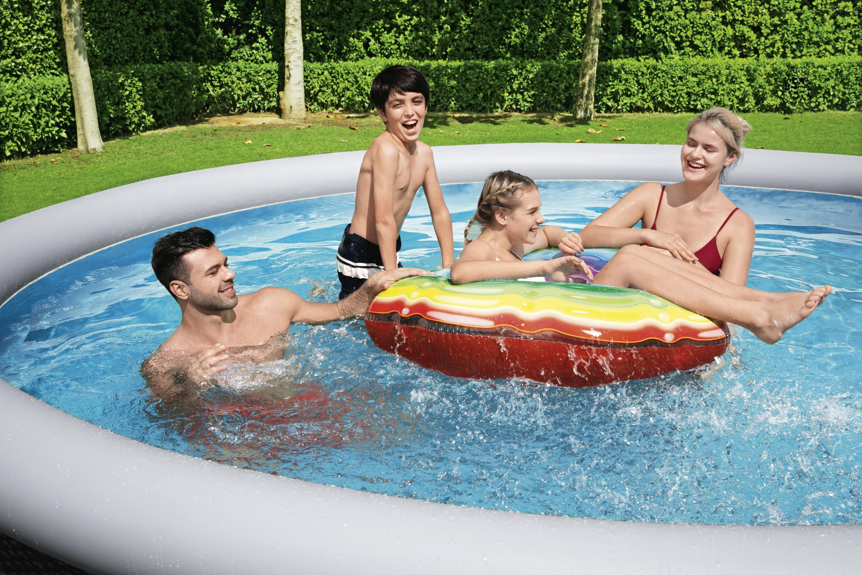 Fast Set™ Aufstellpool Set mit Filterpumpe Ø 457 x 107 cm, Rattan-Optik (Schiefergrau), rund