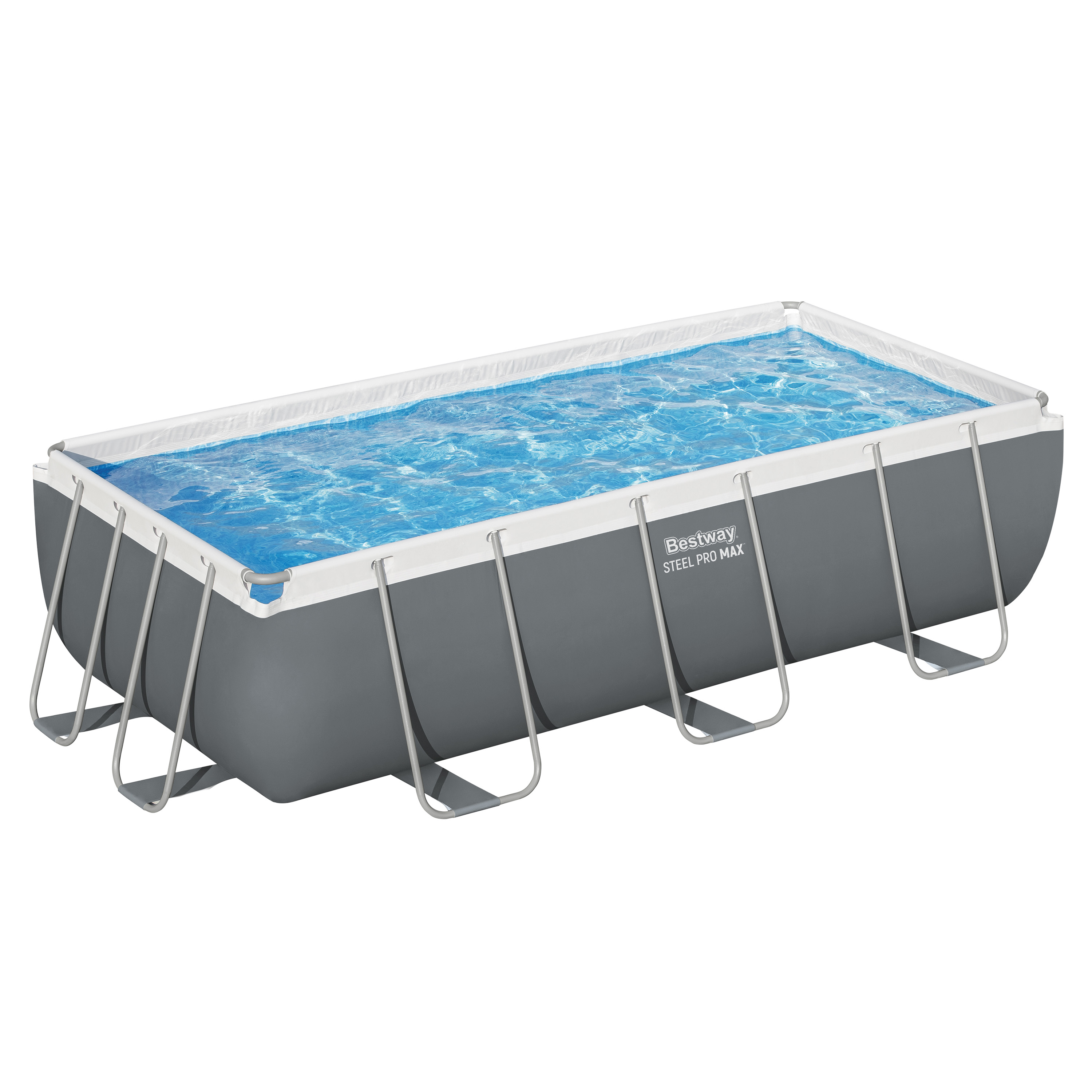 Steel Pro MAX™ Frame Pool Set mit Sandfilteranlage 404 x 201 x 100 cm, grau, eckig