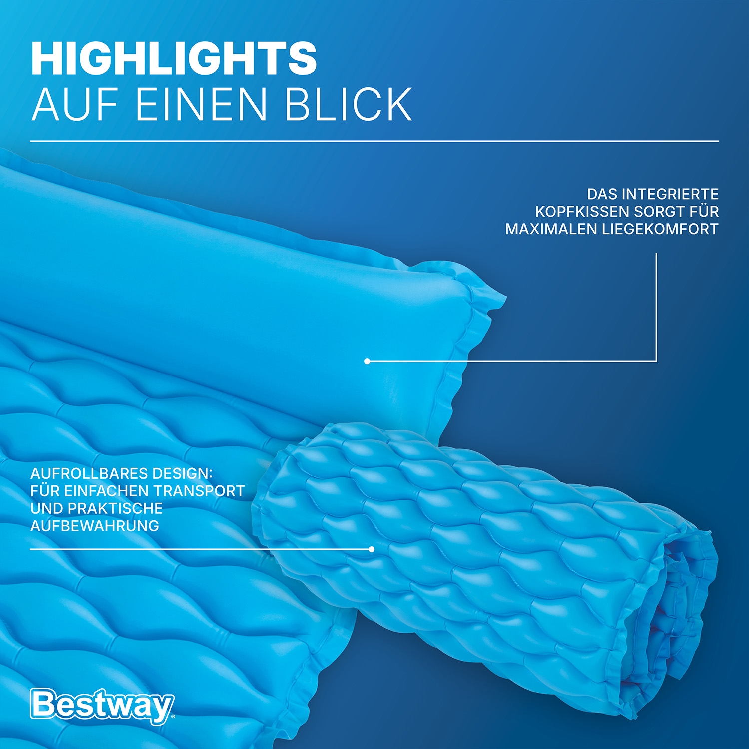 Luftmatratze Float 'n Roll 213 x 86 cm, Blau