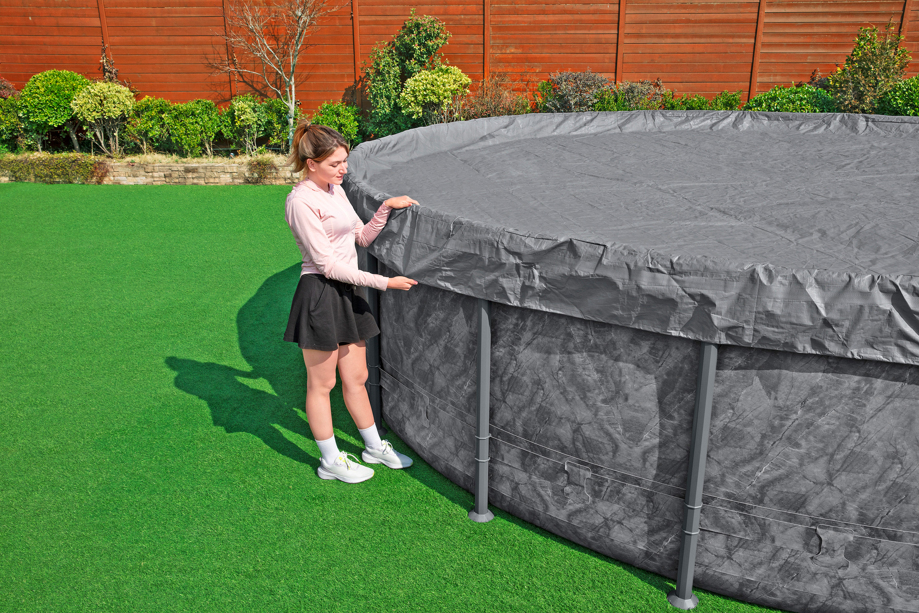 Winterfeste Premium Abdeckplane Ø 671 cm, grau, rund