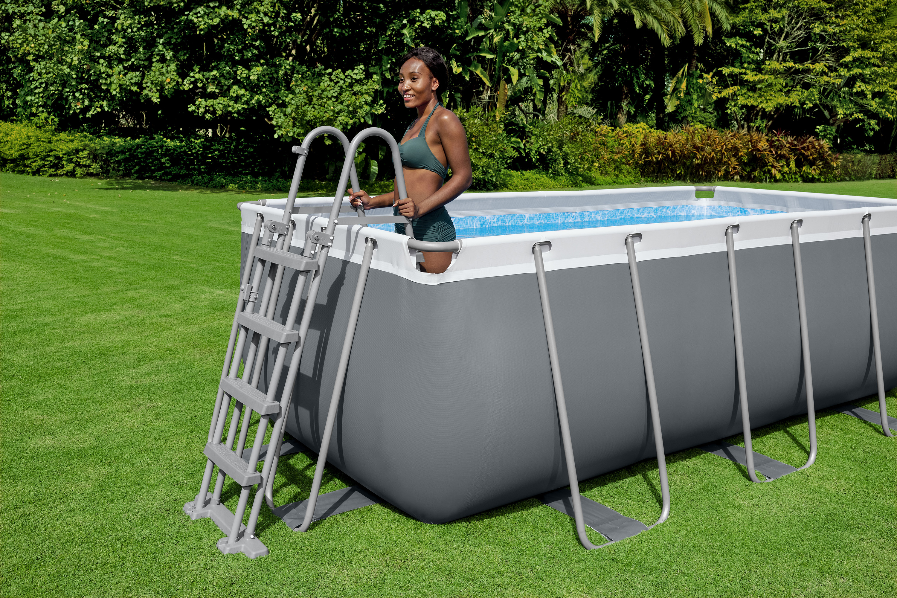Steel Pro MAX™ Frame Pool Set mit Filterpumpe 412 x 201 x 122 cm, grau, eckig
