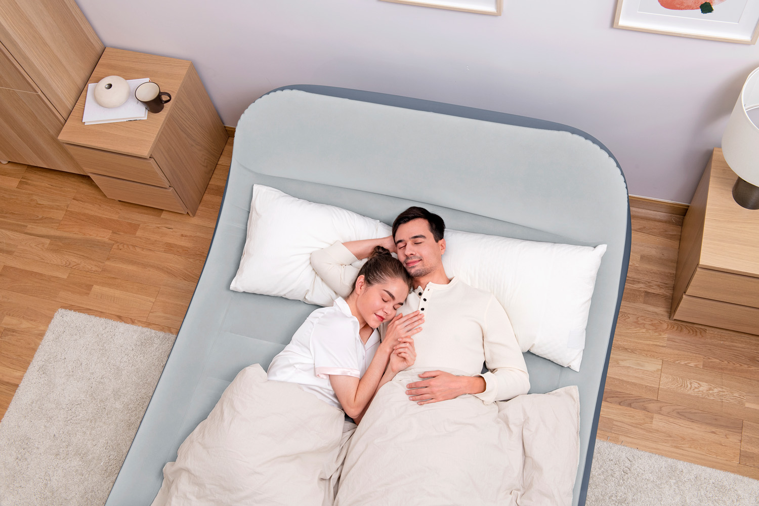 TriTech™ Doppelluftbett SleekFlow™ mit Kopfteil & integrierter Elektropumpe 226 x 152 x 84 cm