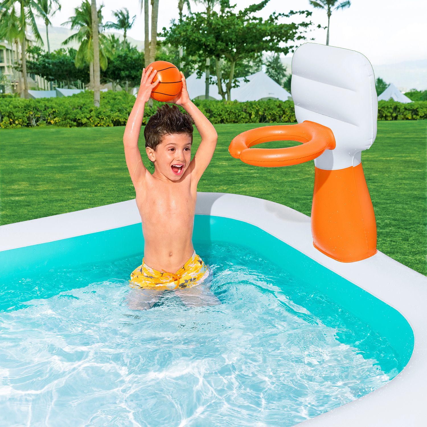 Family Pool Dunk N' Splash™ mit Basketballkörben 251 x 168 x 102 cm Family Pool Dunk N' Splash™ mit Basketballkörben 251 x 168 x 102 cm