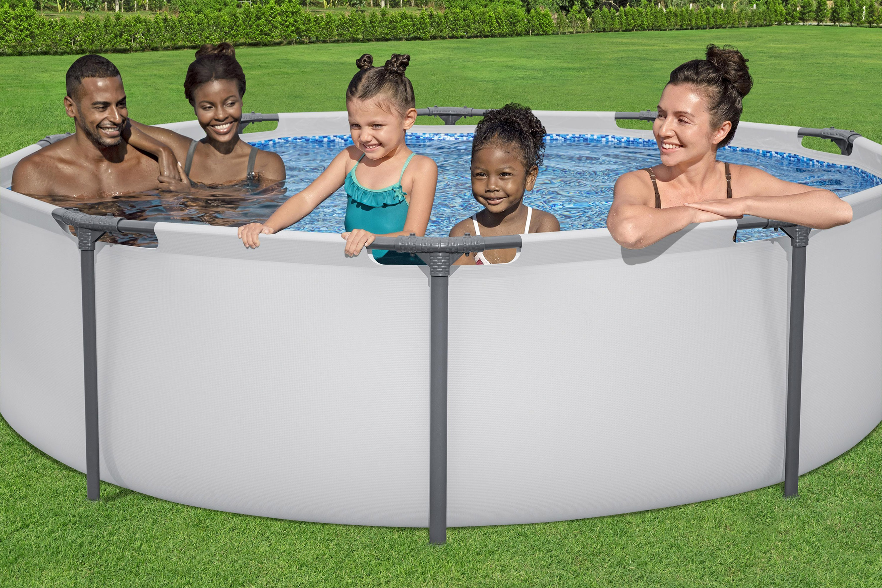 Steel Pro MAX™ Frame Pool Set mit Filterpumpe Ø 305 x 76 cm, lichtgrau, rund 