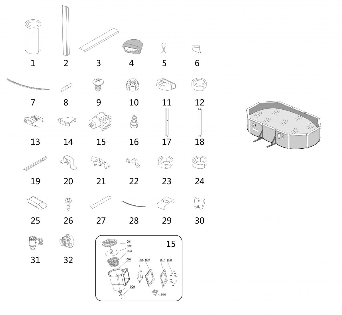 Bestway® Spare Part Top Platform for various Hydrium™ steel wall pools, round & oval