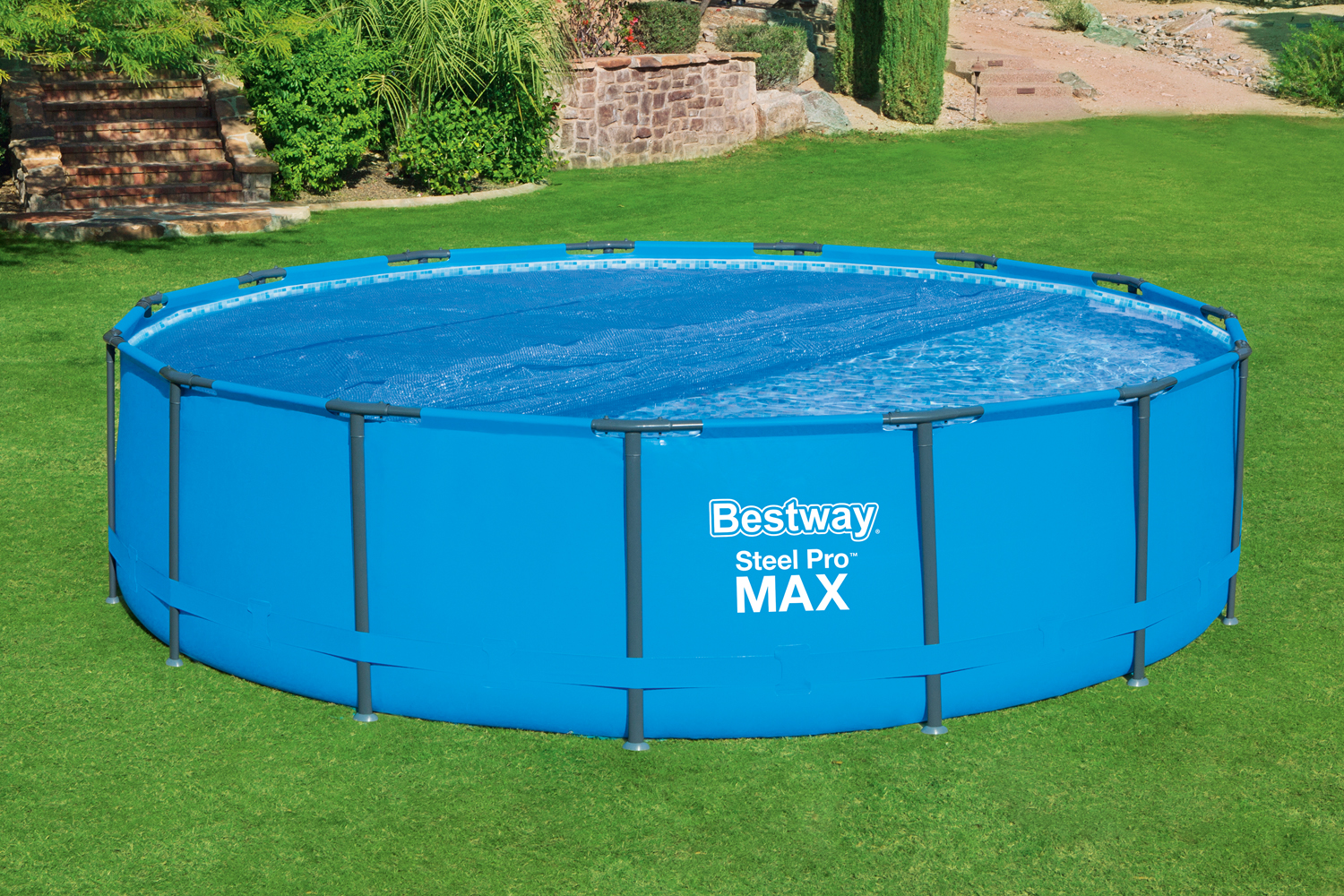 PE-Solarabdeckplane Ø 462 cm, blau, rund
