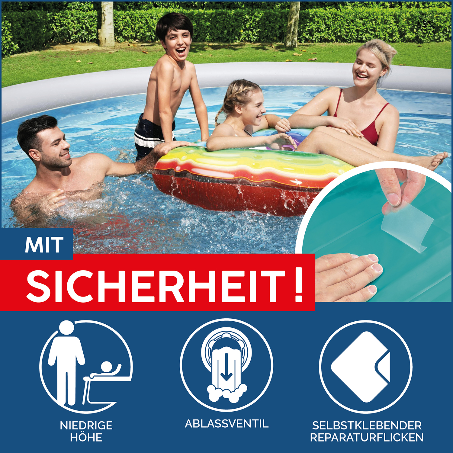 Fast Set™ Aufstellpool-Set mit Filterpumpe Ø 396 x 84 cm, Rattan-Optik (Schiefergrau), rund