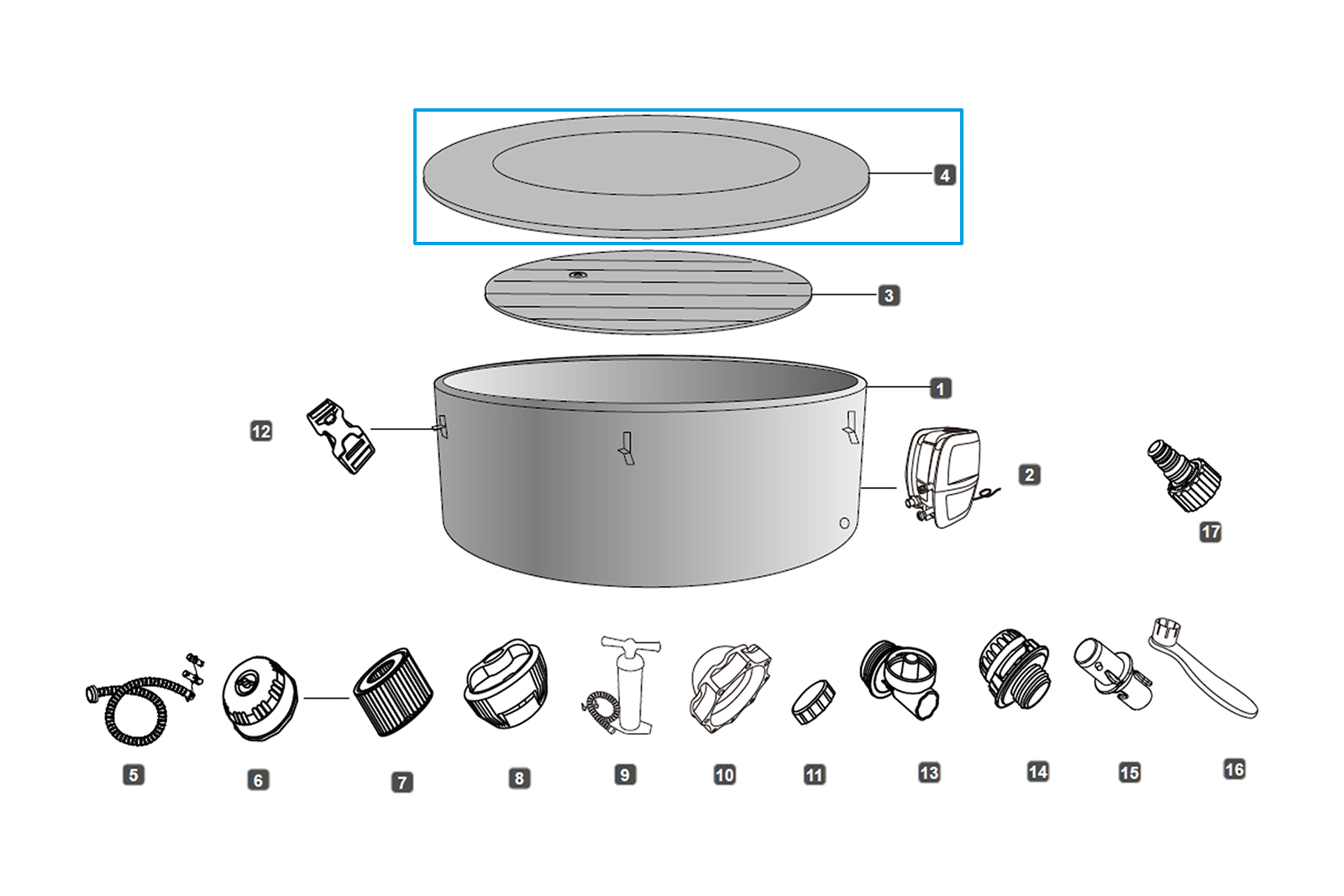 Bestway® Spare Part Liner stone optics (creamygrey) for LAY-Z-SPA® Vancouver AirJet™ Whirlpool Ø 155 x 60 cm