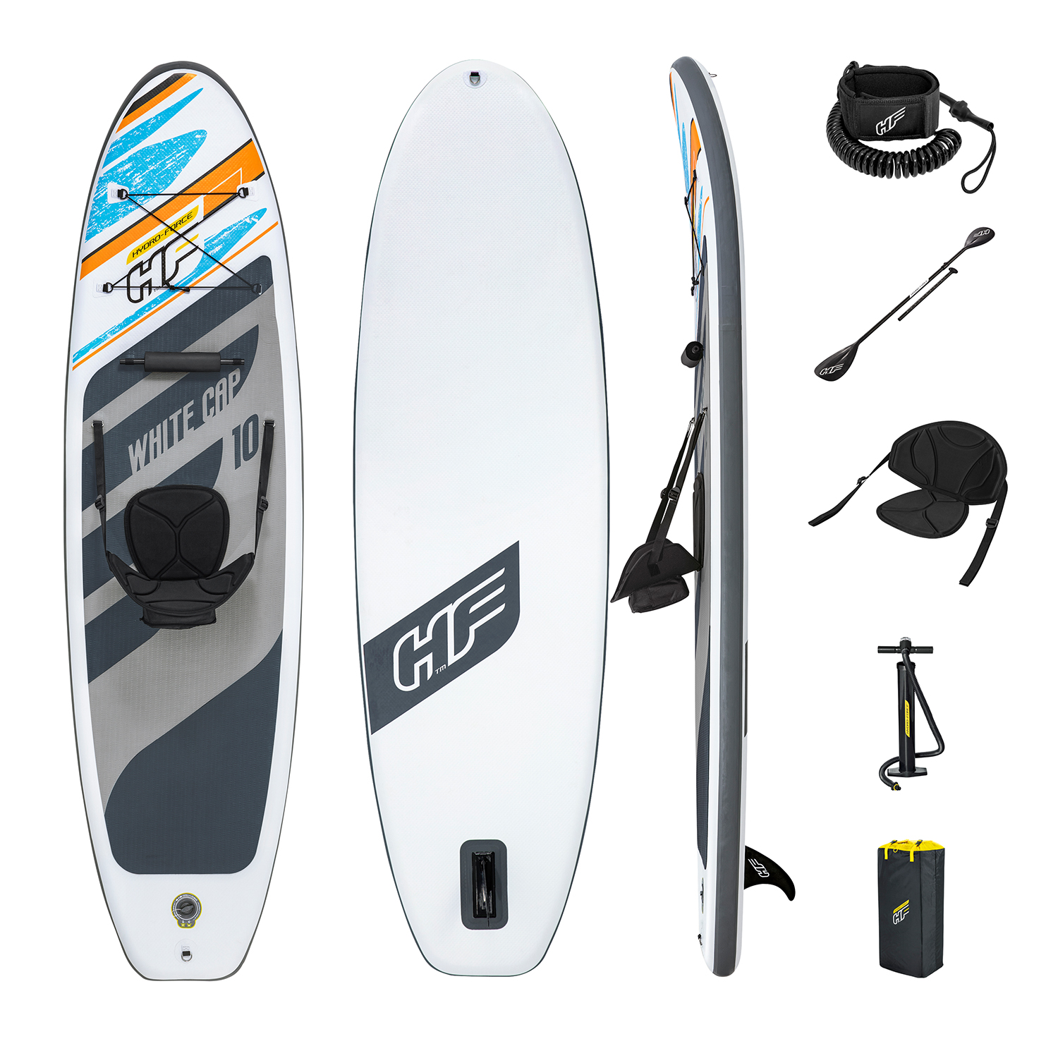 Hydro-Force™ SUP Allround Board Set White Cap mit Sitz 305 x 84 x 12 cm
