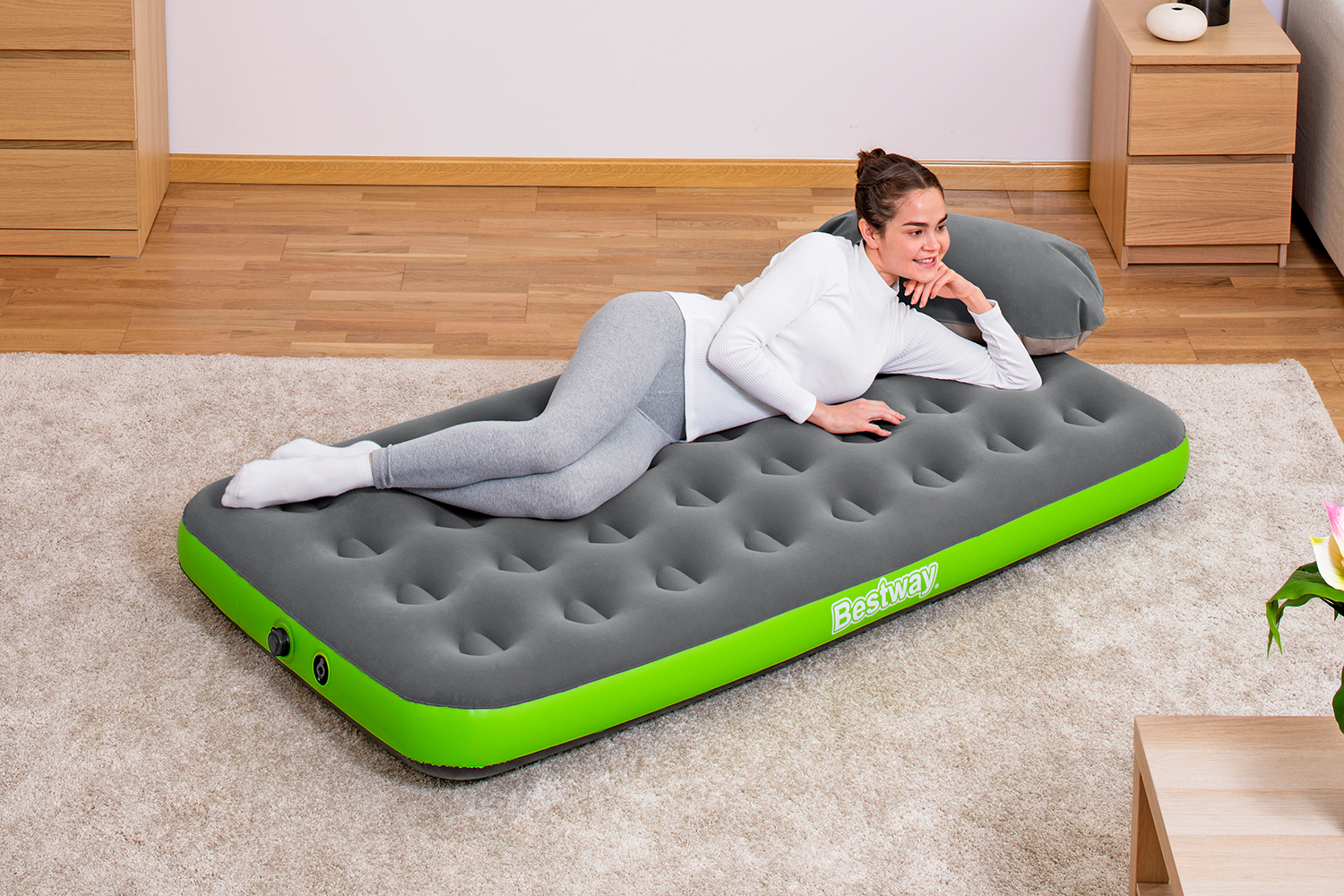Single Luftbett Roll & Relax mit Kissenpumpe 188 x 99 x 22 cm Single Luftbett Roll & Relax mit Kissenpumpe 188 x 99 x 22 cm