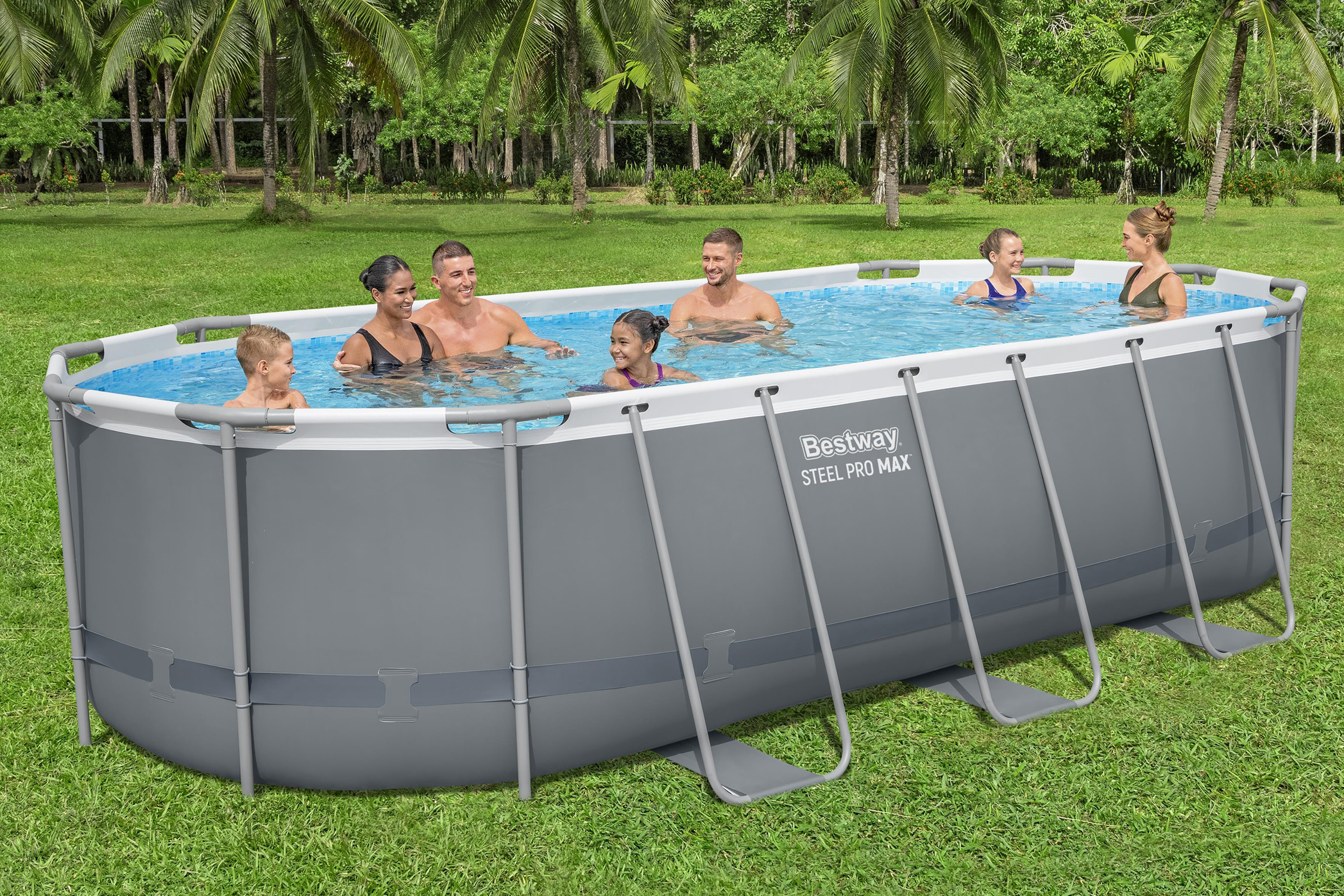Steel Pro MAX™ Solo Pool ohne Zubehör 549 x 274 x 122 cm, grau, oval