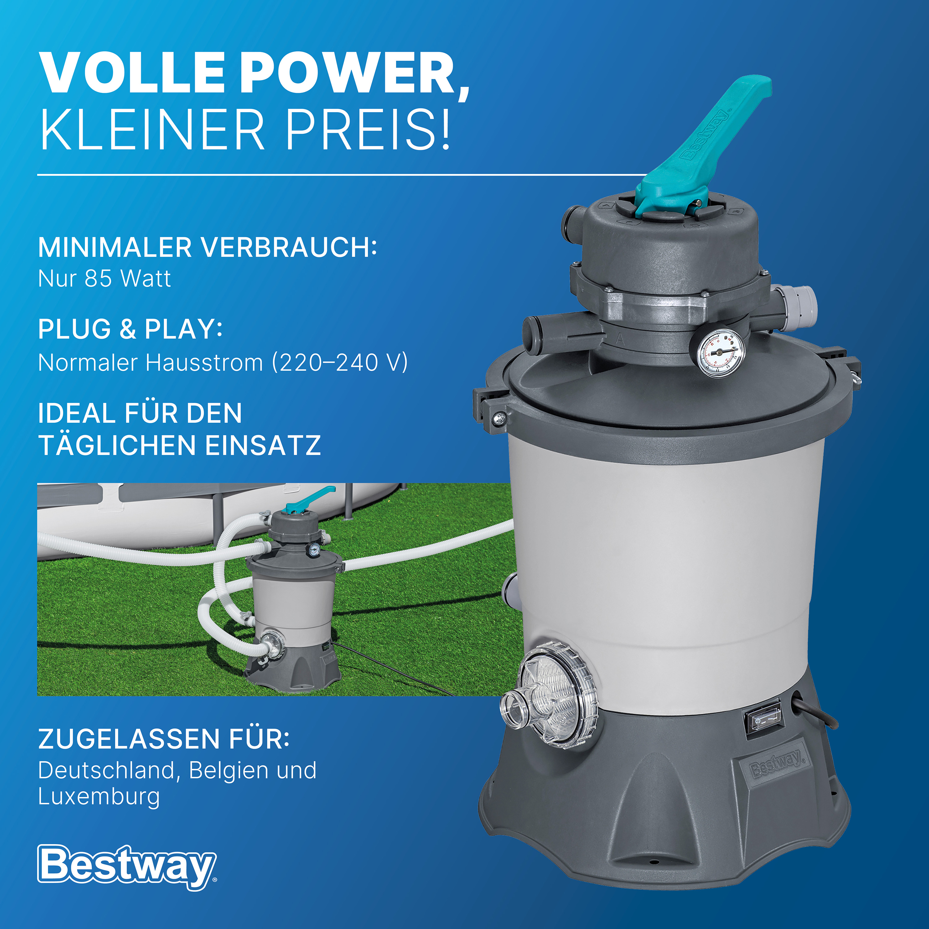Sandfilteranlage 3.596 l/h, 85 W