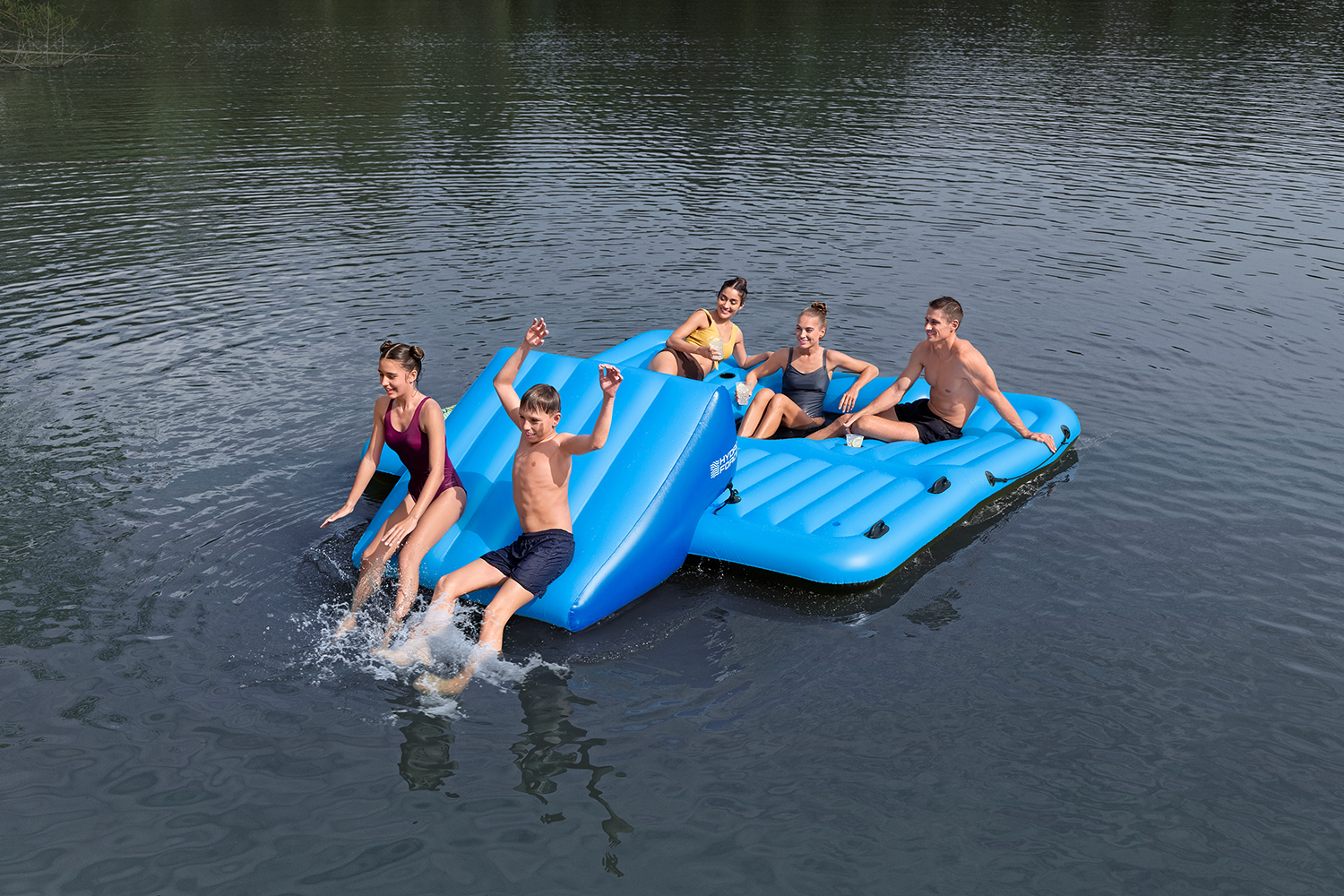 Badeinsel Summer Slide™ mit Wasserrutsche 376 x 311 cm