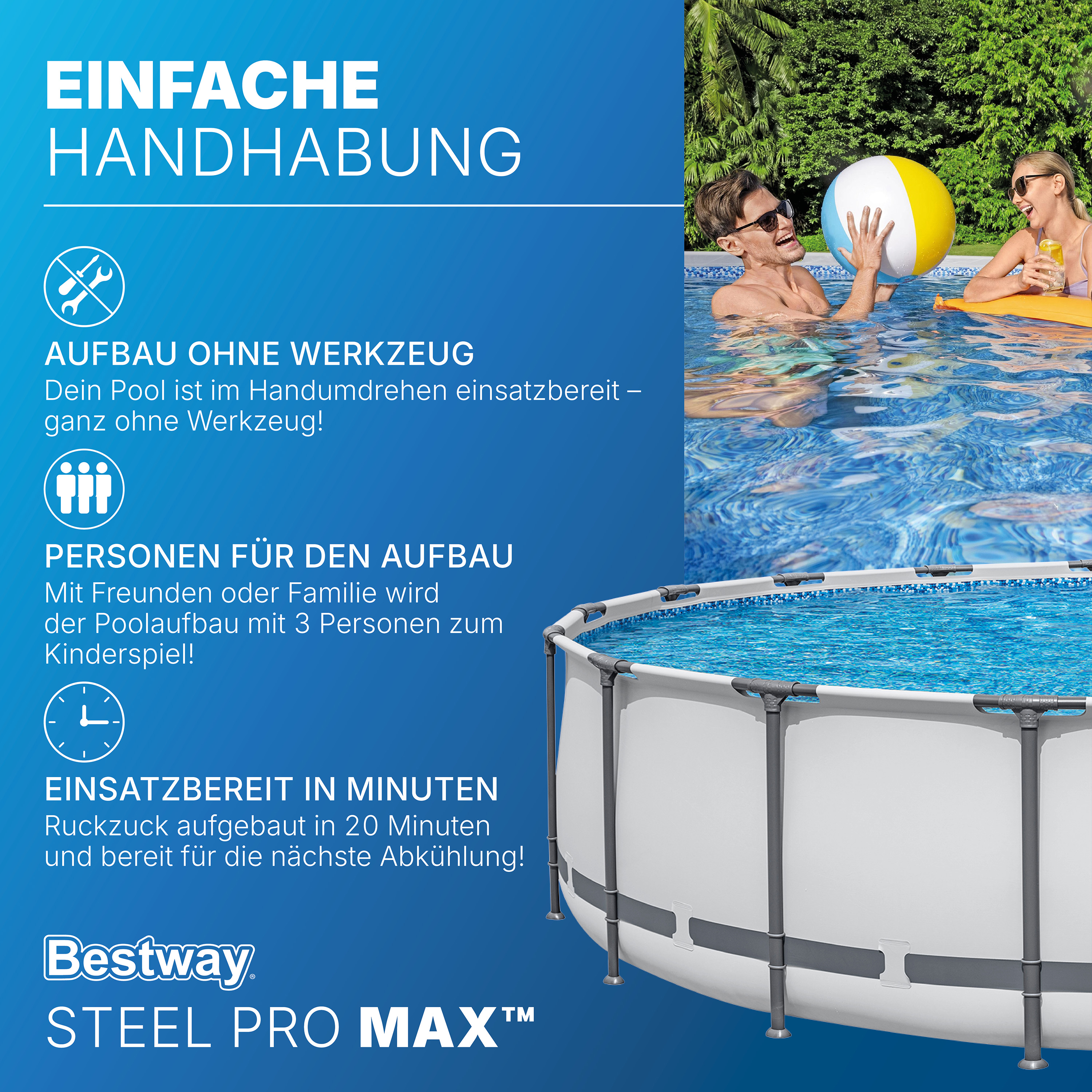 Steel Pro MAX™ Frame Pool Komplett Set mit Filterpumpe Ø 549 x 122 cm, lichtgrau, rund
