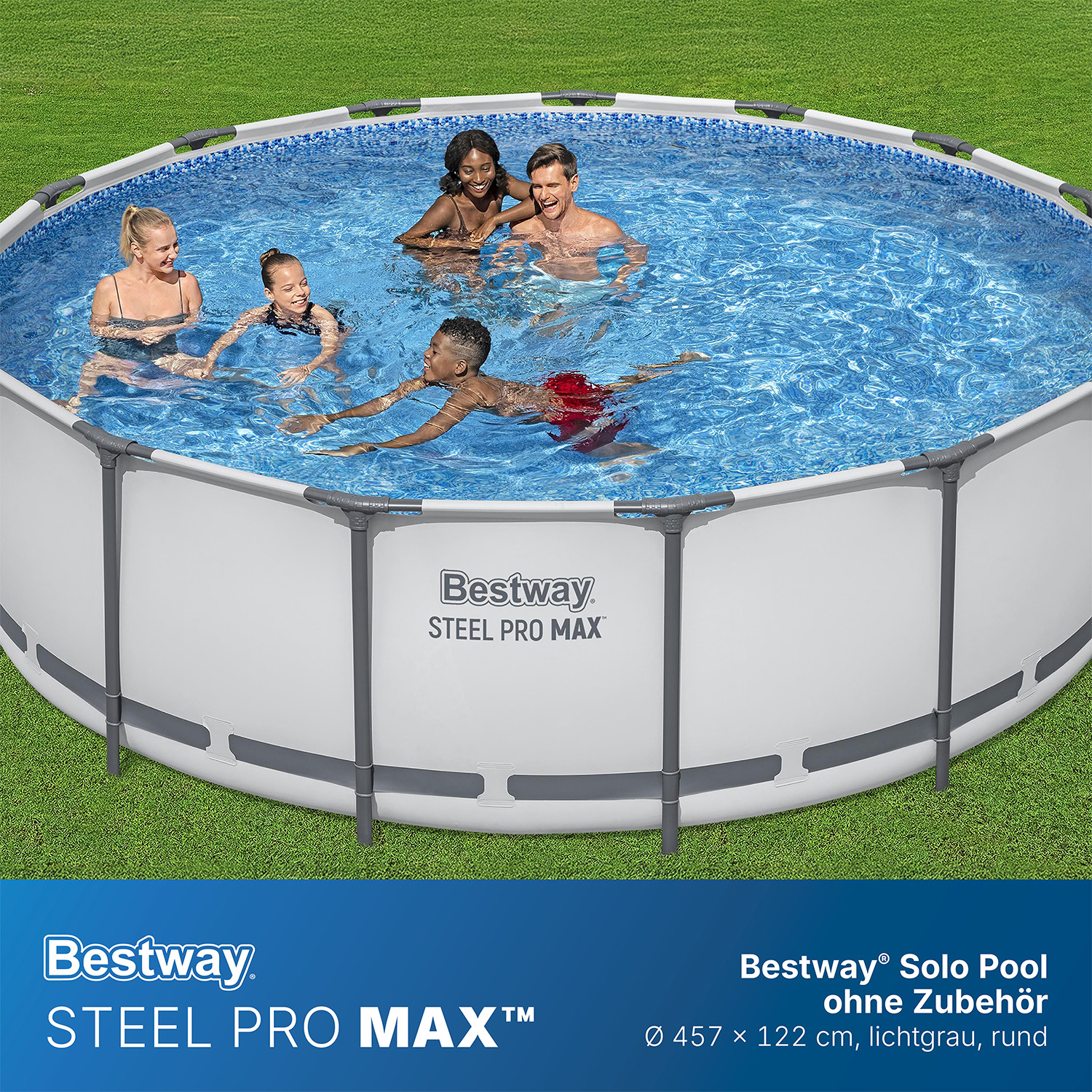Steel Pro MAX™ Solo Pool ohne Zubehör Ø 457 x 122 cm, lichtgrau, rund