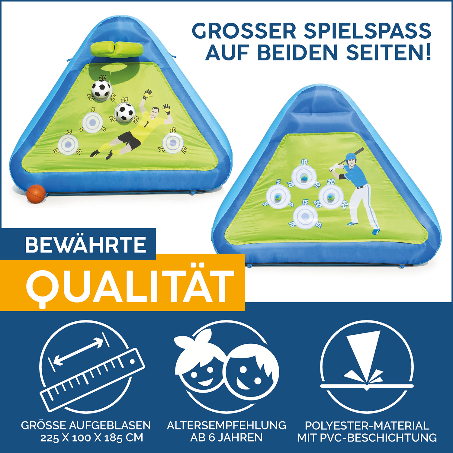Bestway® 7'5" x 39" x 6'1"/2.25m x 1.0m x 1.85m Triple Play Sports Board