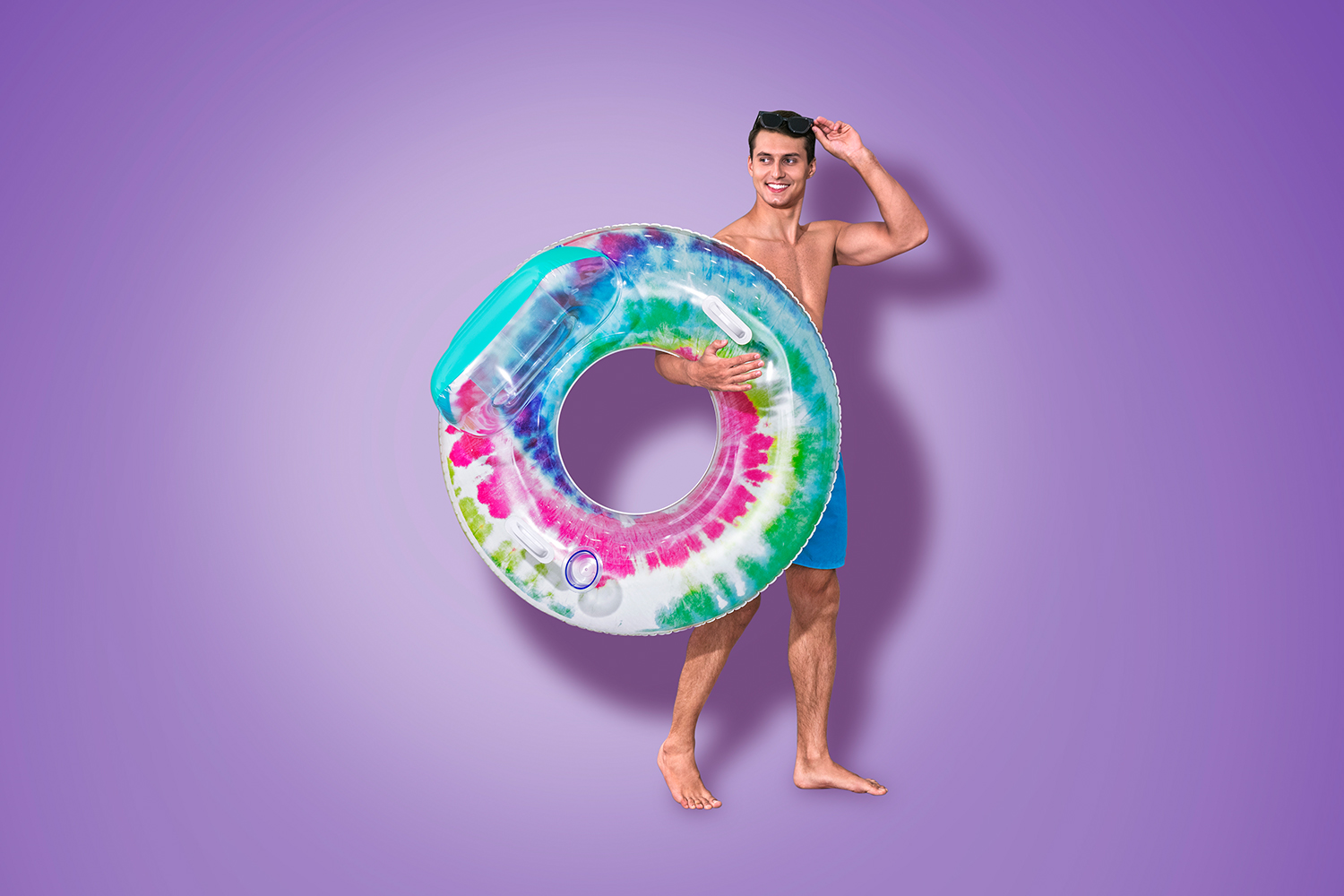 Schwimmring Tie Dye mit Kopfstütze 118 x 117 cm