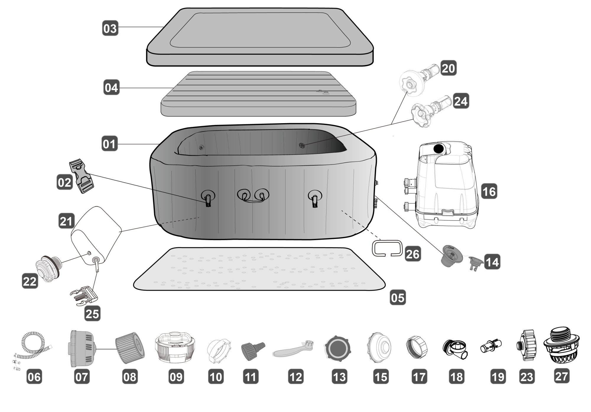 Bestway® Spare Part Water powered LED light ColorJet for various LAY-Z-SPA® HydroJet Pro™ whirlpools