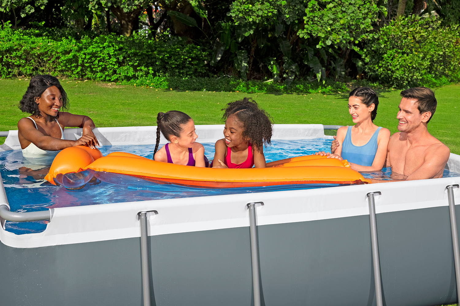 Steel Pro MAX™ Frame Pool Set mit Filterpumpe 282 x 196 x 84 cm, grau, eckig