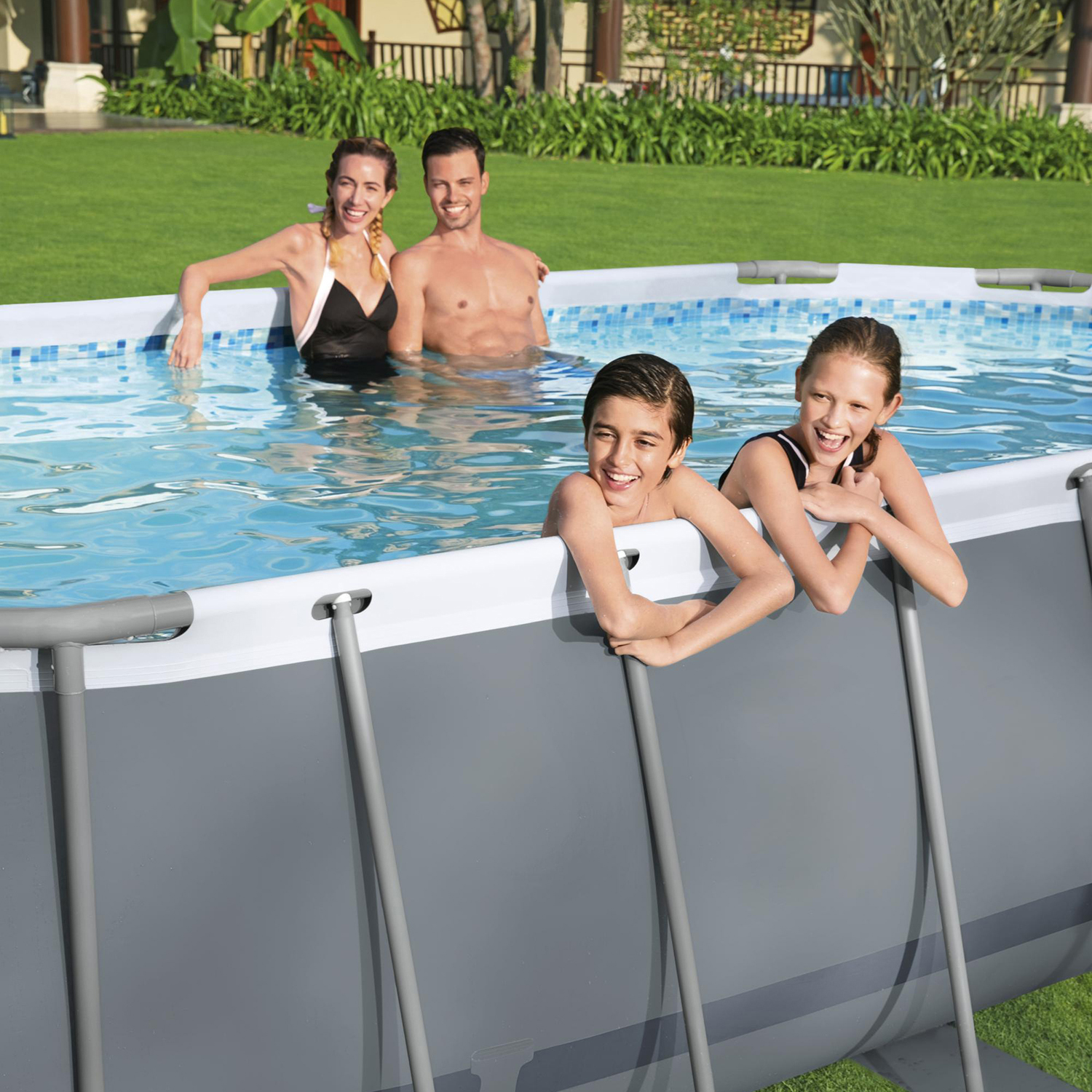 Power Steel™ Solo Pool ohne Zubehör 549 x 274 x 122 cm, grau, oval