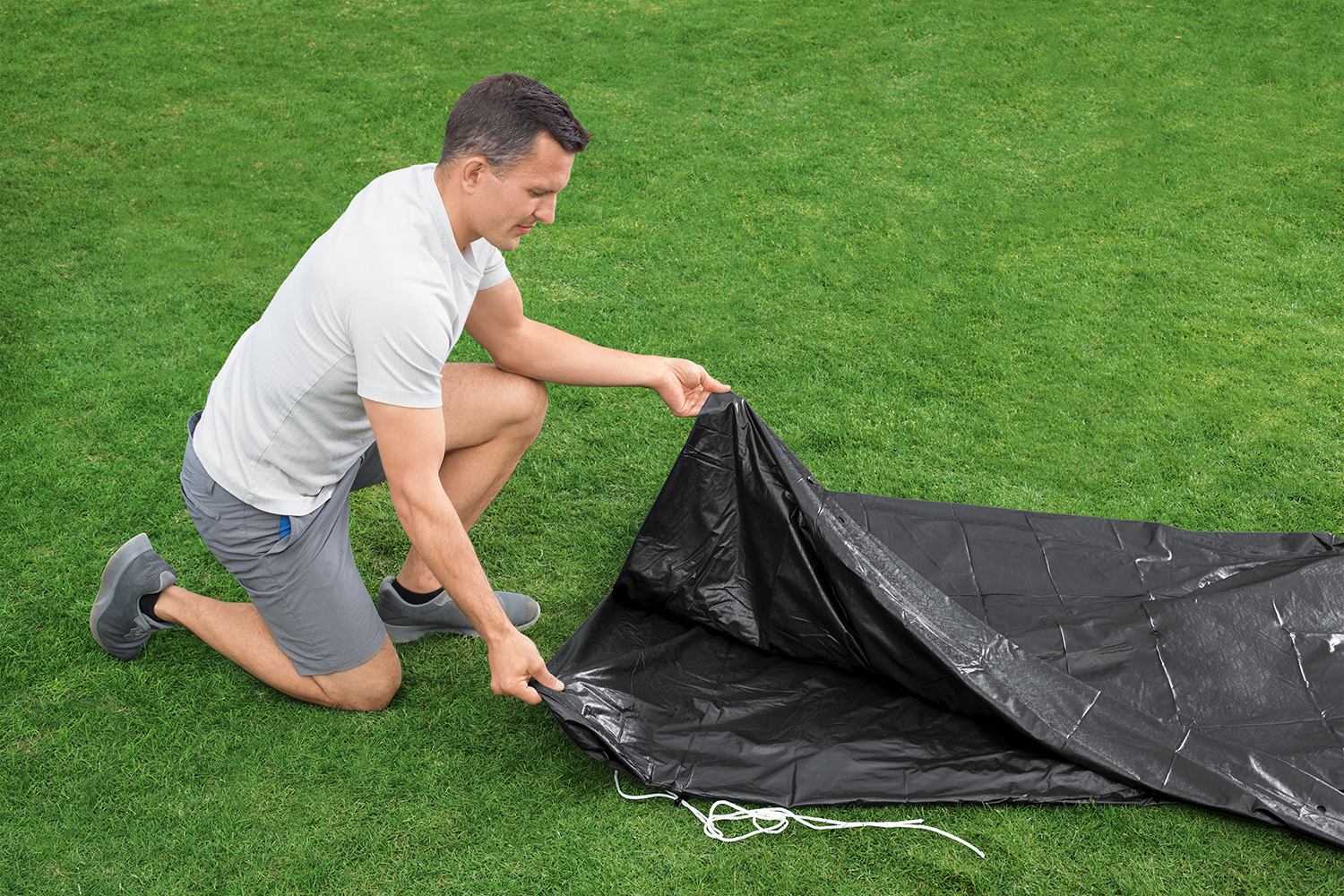 Flowclear™ PVC-Abdeckplane Ø 305 cm, schwarz, rund