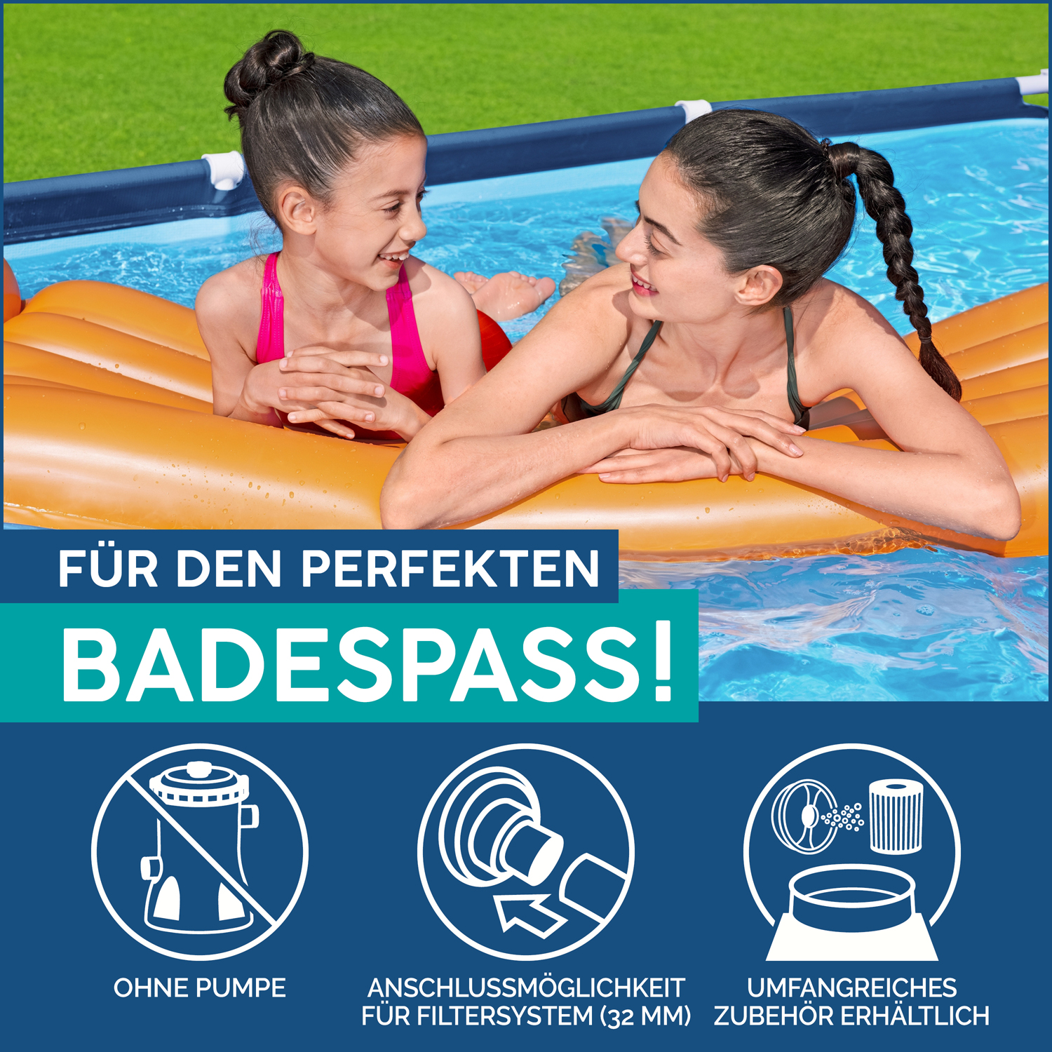 Steel Pro™ Frame Pool ohne Pumpe 400 x 211 x 81 cm , dunkelblau, eckig