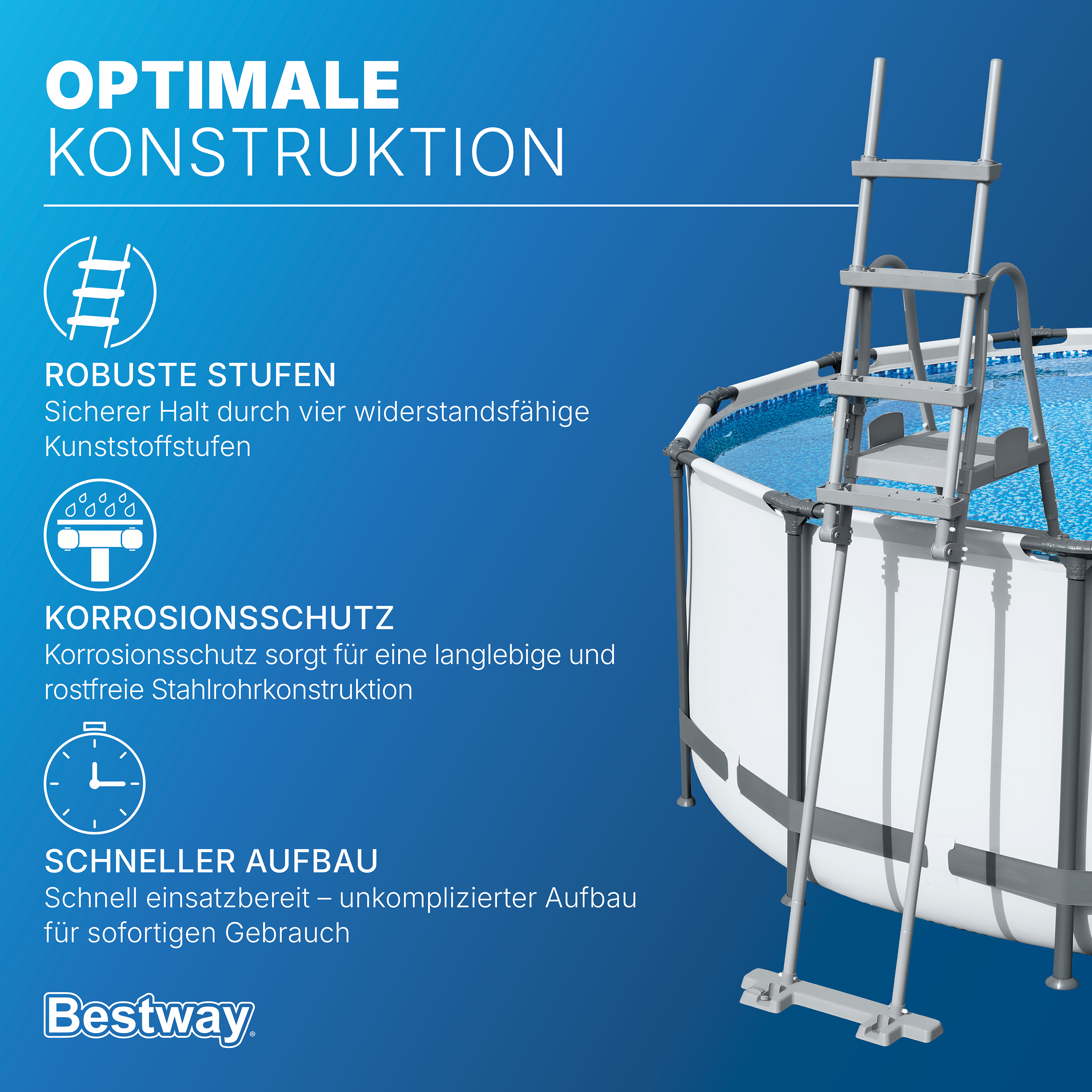 Bestway® Galvanisierte Premium-Poolleiter 132 cm Bestway® Galvanisierte Premium-Poolleiter 132 cm