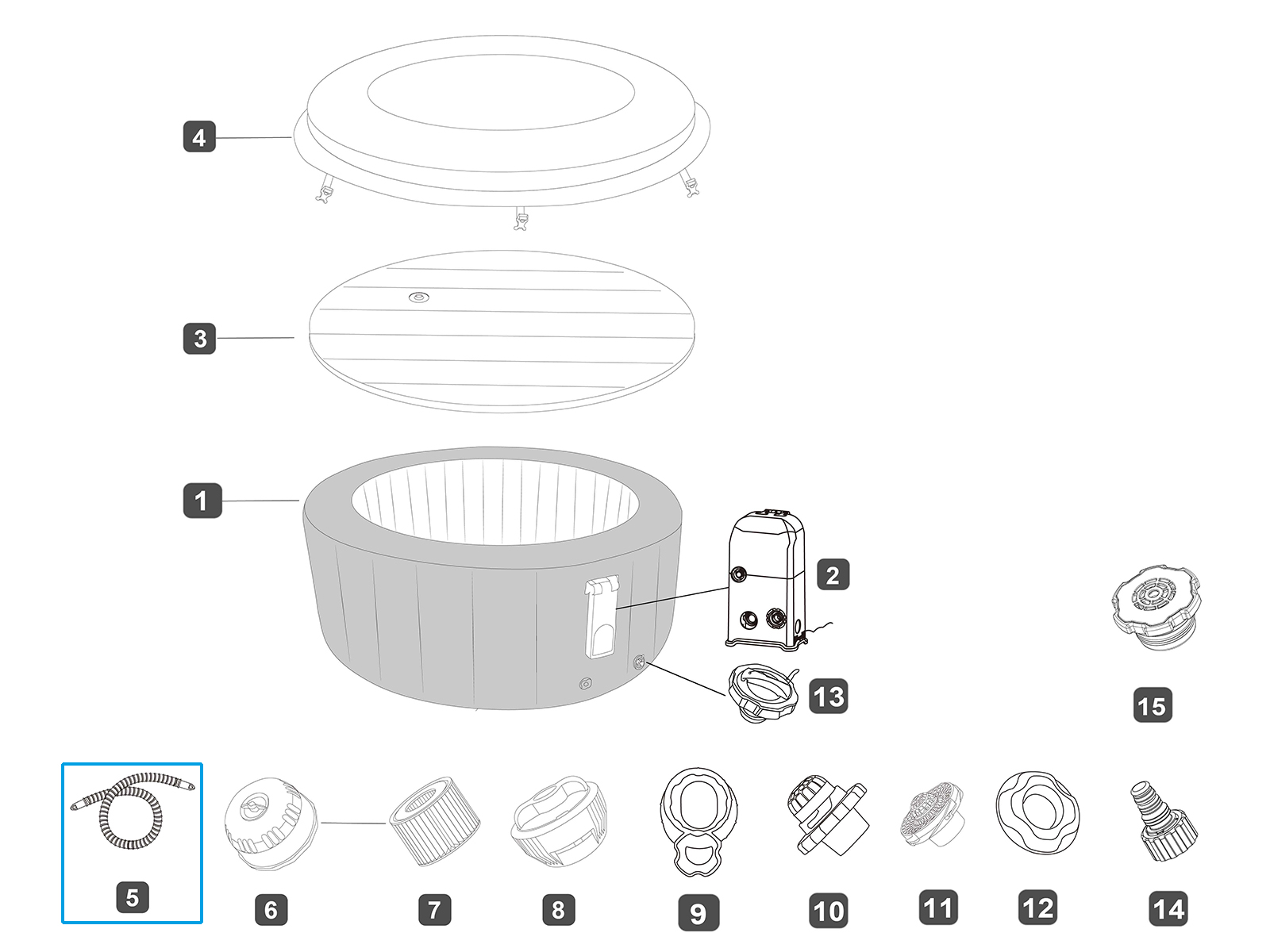 Bestway® Spare Part Inflation hose (black) for LAY-Z-SPA whirlpools with build in AirJet™ pumps Bestway® Spare Part Inflation hose (black) for LAY-Z-SPA whirlpools with build in AirJet™ pumps