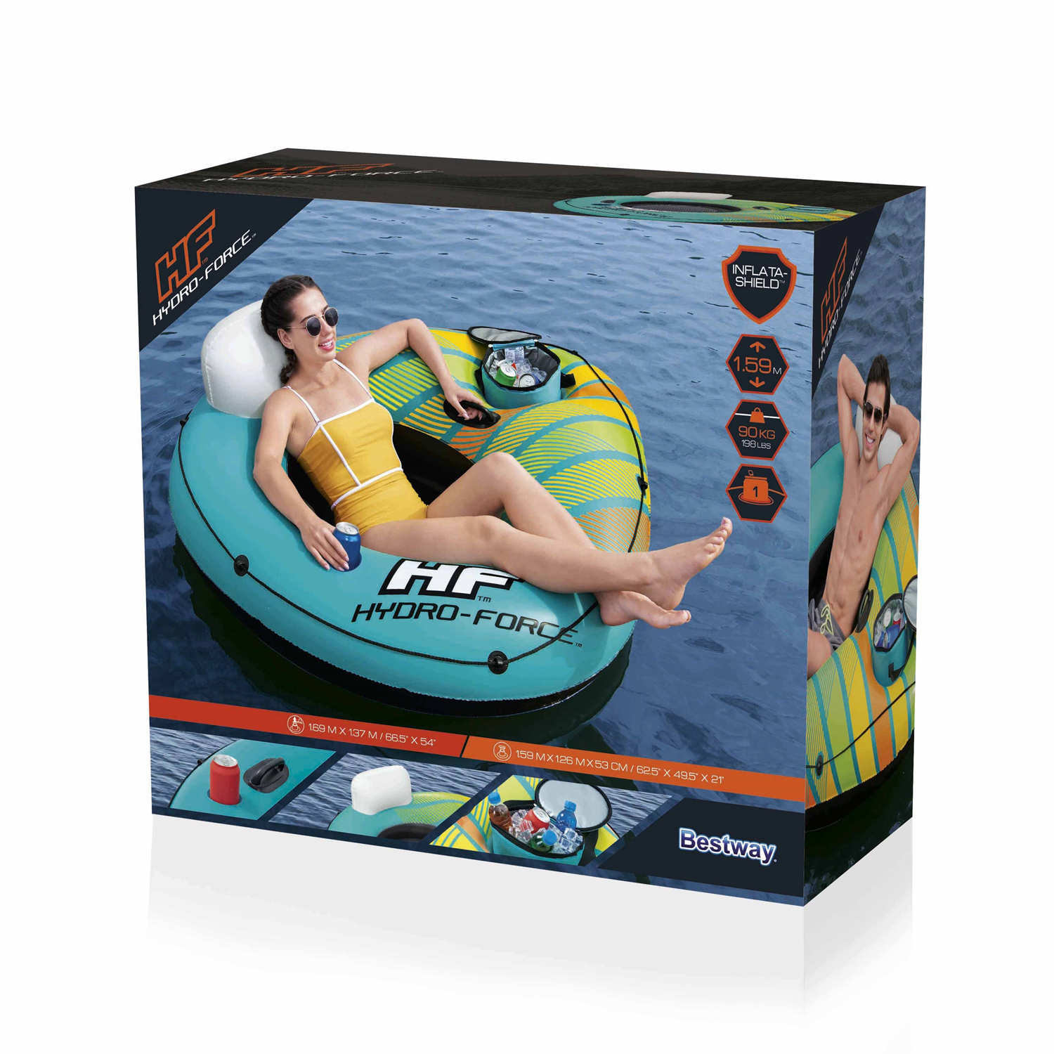 Hydro-Force™ Alpine Schwimmring mit Rückenlehne & Kühltasche 169 x 137 cm