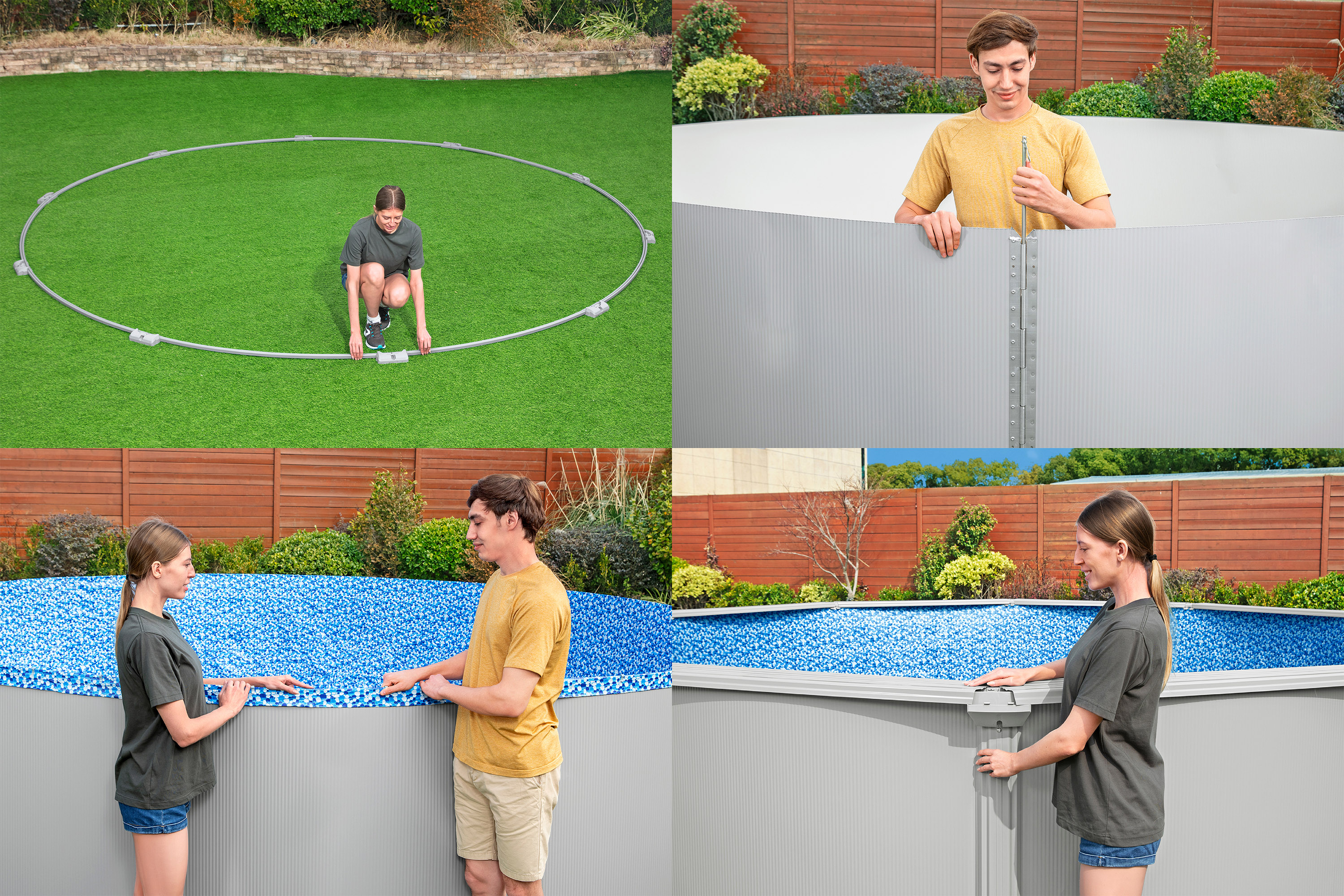 Hydrium™ Stahlwandpool Komplett Set mit Sandfilteranlage Ø 457 x 122 cm, granitgrau, rund