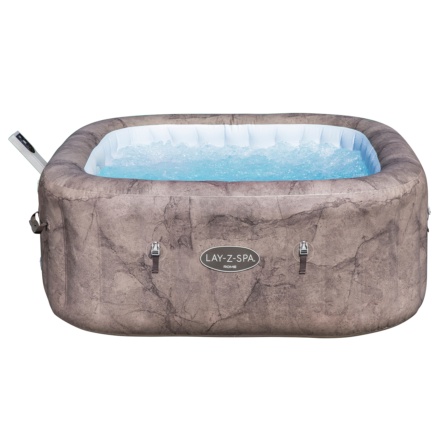 LAY-Z-SPA® Energiespar-Whirlpool Rome AirJet™ mit App-Steuerung, für 6 Personen, 180 x 180 x 71 cm, Marmor-Optik (Braun)