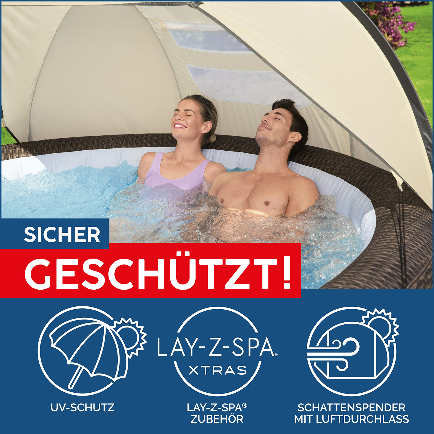 LAY-Z-SPA® Xtras Sonnenschutzdach 183 x 94 x109 cm