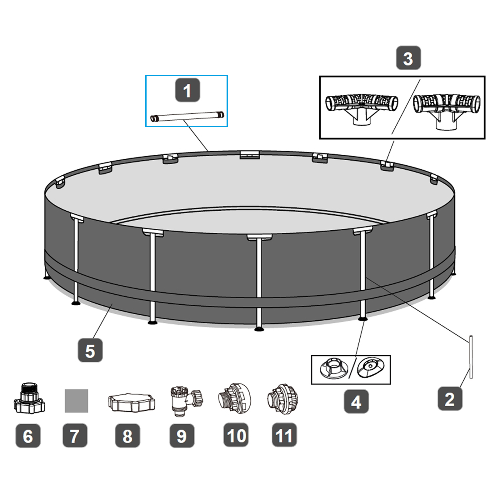 Bestway® Spare Part Top rail (grey) for Steel Pro MAX™ pools 488 x 122 (2023), round Bestway® Spare Part Top rail (grey) for Steel Pro MAX™ pools 488 x 122 (2023), round