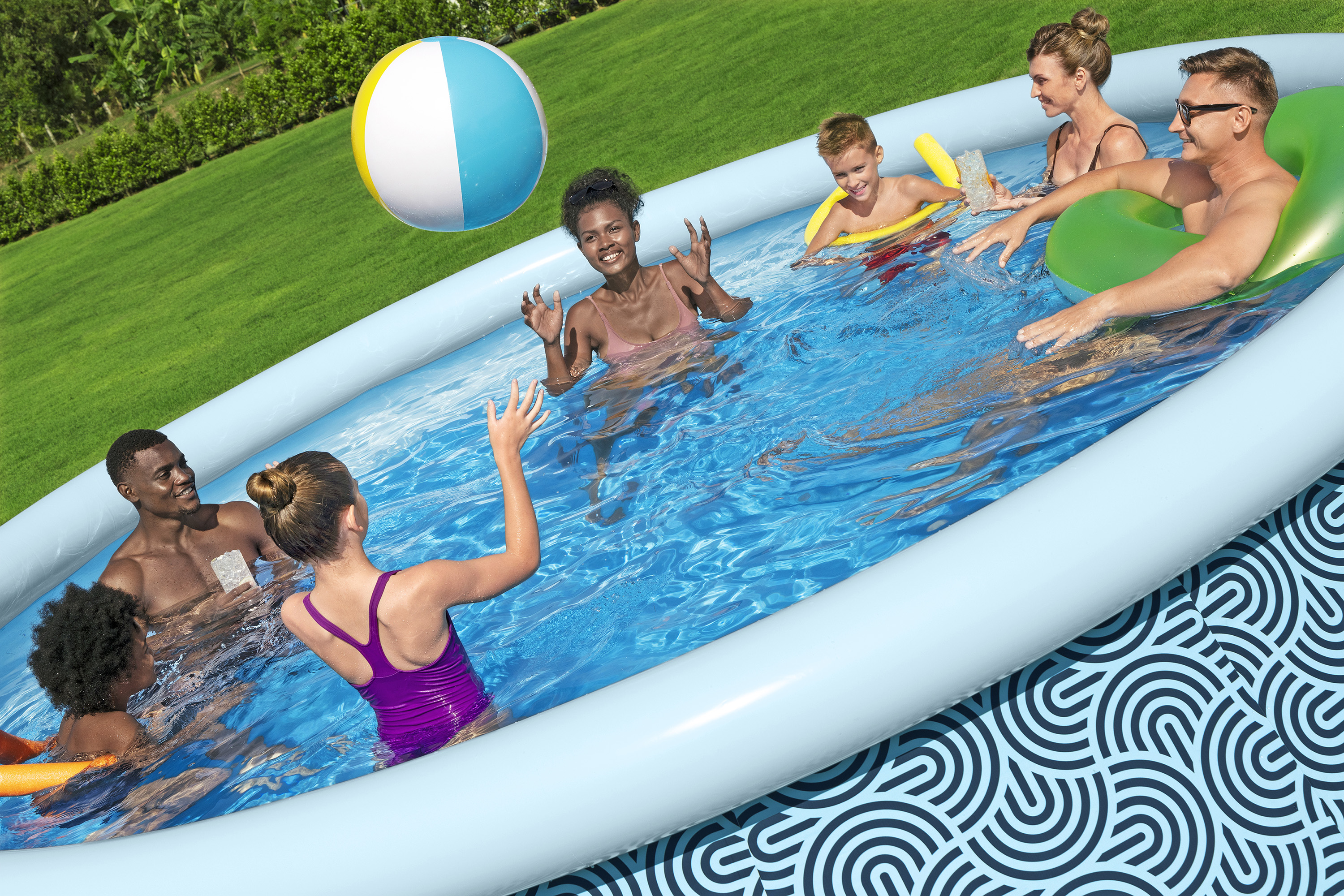Fast Set™ Aufstellpool Set mit Filterpumpe Ø 457 x 107 cm, Grafisches Liniendesign, rund