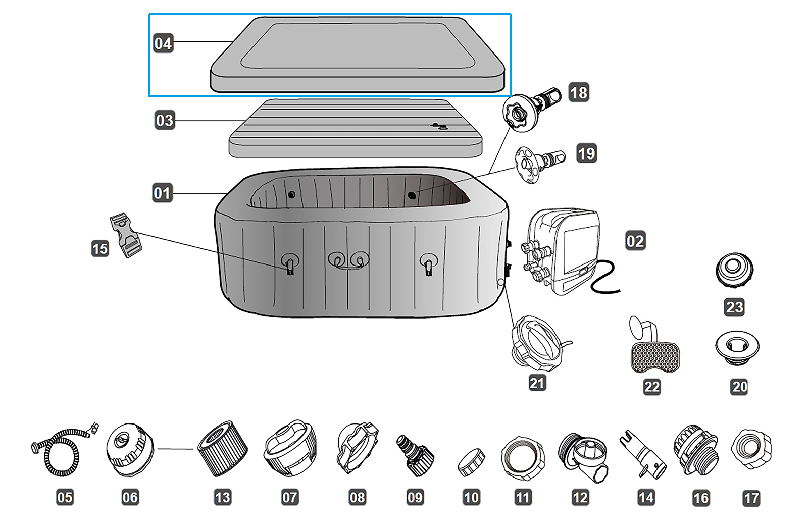 Bestway® Spare Part Leatherroid cover (grey) for LAY-Z-SPA® San Francisco HydroJet Pro™ Whirlpool (2023) Bestway® Spare Part Leatherroid cover (grey) for LAY-Z-SPA® San Francisco HydroJet Pro™ Whirlpool (2023)