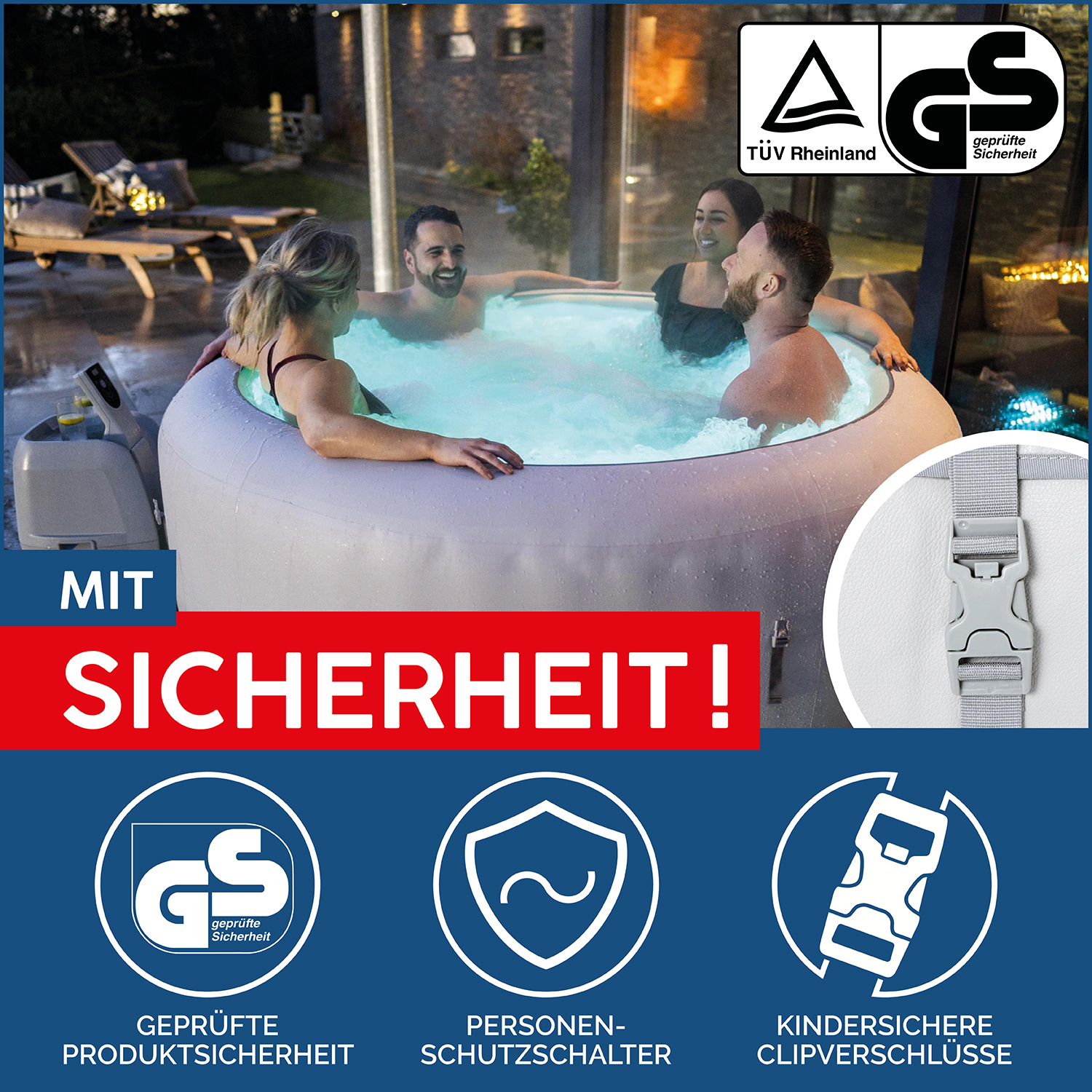 LAY-Z-SPA® LED-Whirlpool Paris AirJet™ Ø 196 x 66 cm, rund