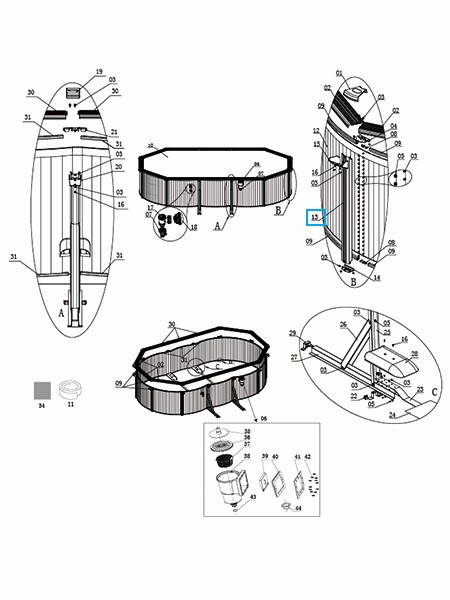 Bestway® Spare Part Vertical support (grey) for Hydrium™ steel wall pool 300 / 360 / 460 cm, round