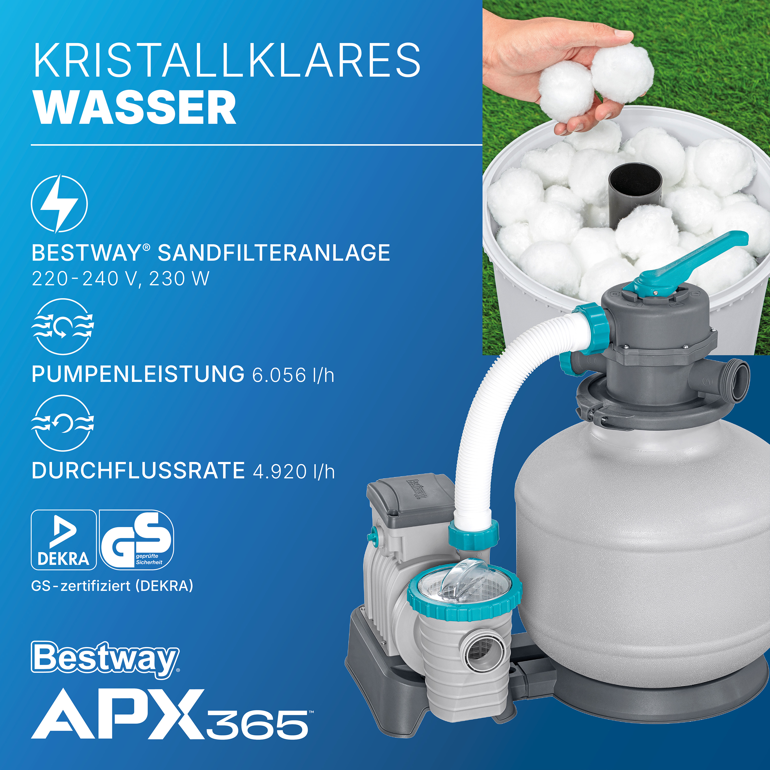 APX365™ Winterfestes Frame Pool Komplett Set mit Sandfilteranlage 732 x 366 x 132 cm, Marmor-Optik (Dunkel), eckig