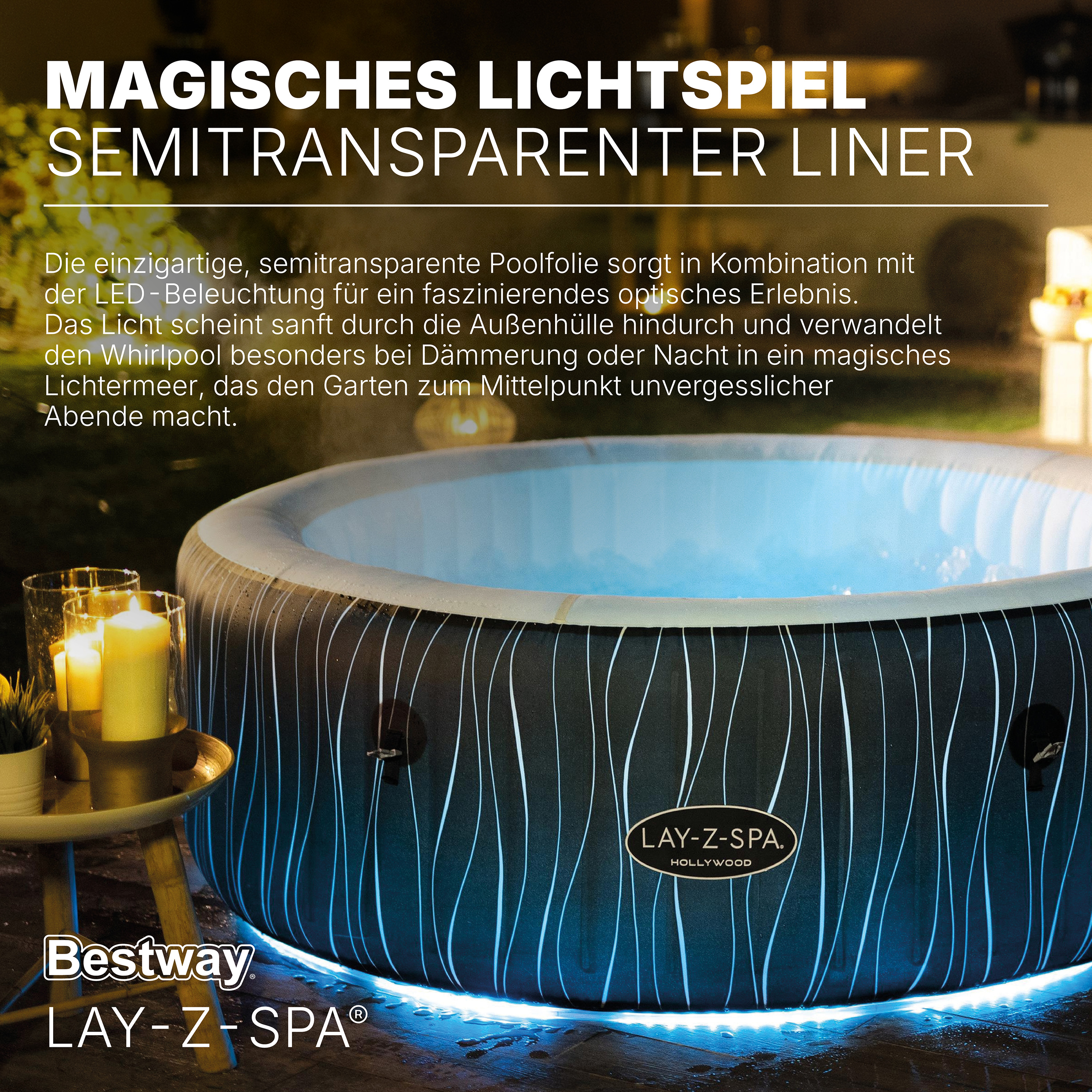 LAY-Z-SPA® LED Whirlpool Hollywood AirJet™ Ø 196 x 66 cm, rund