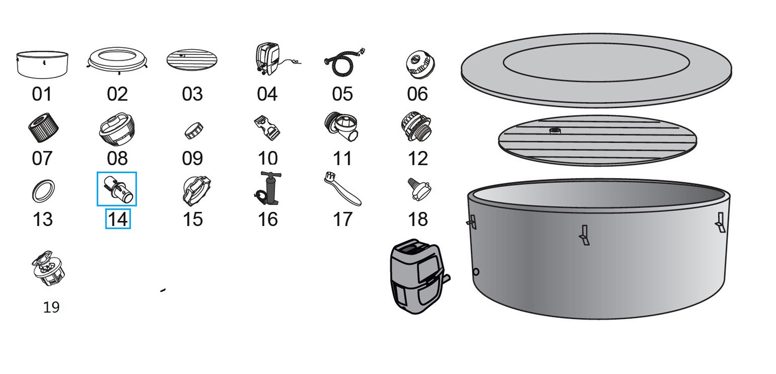 Bestway® Spare Part Deflation adapter for LAY-Z-SPA® Helsinki/Vancouver whirlpools (from 2021)