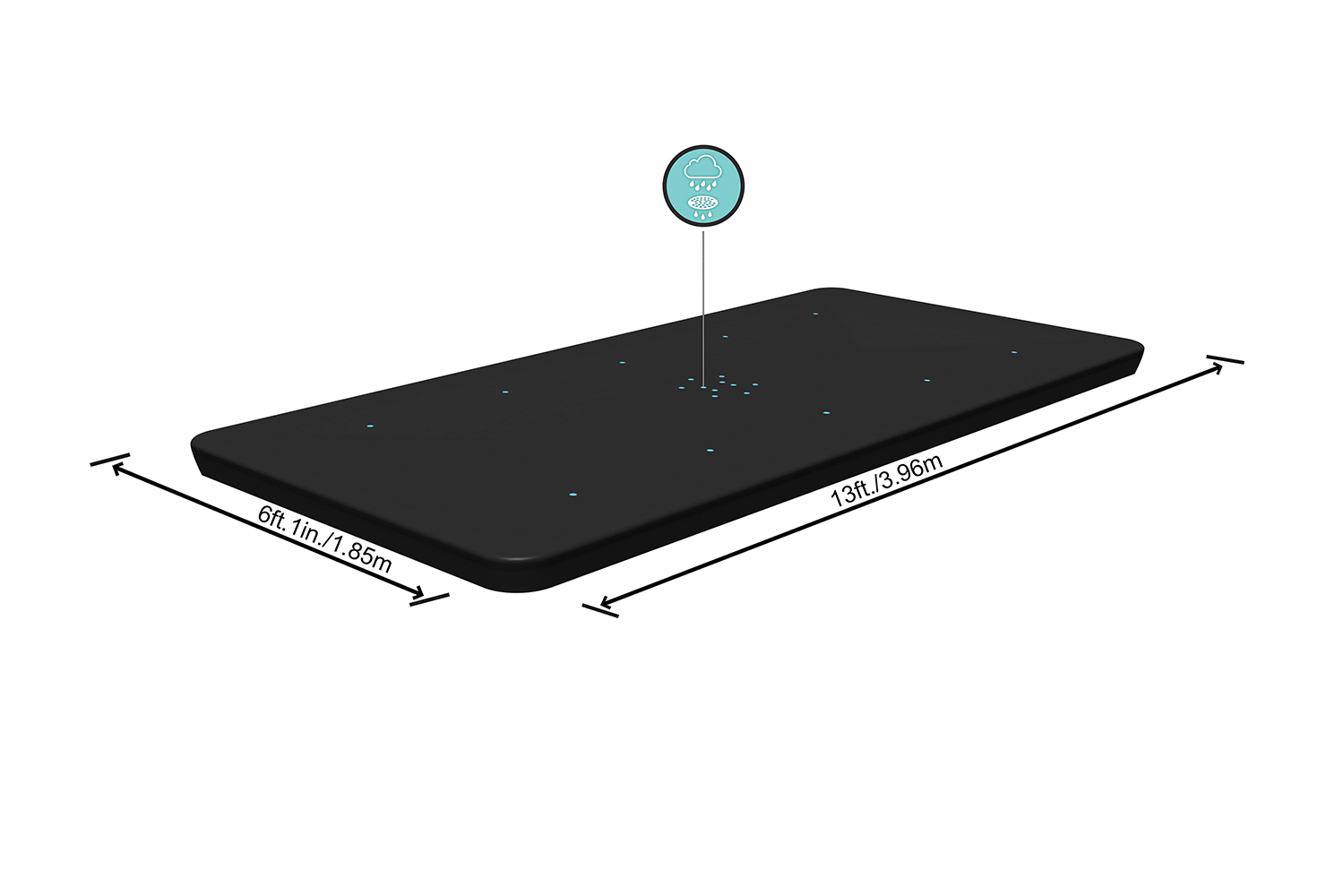 PVC-Abdeckplane 396 x 185 cm, schwarz, eckig