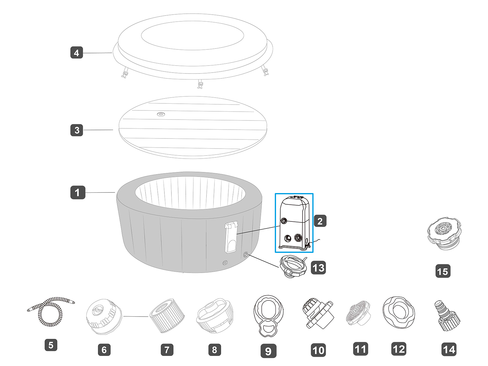Bestway® Spare Part Lay-Z-Spa® UltraFit AirJet Spa Heater with WIFI-EU(gray)