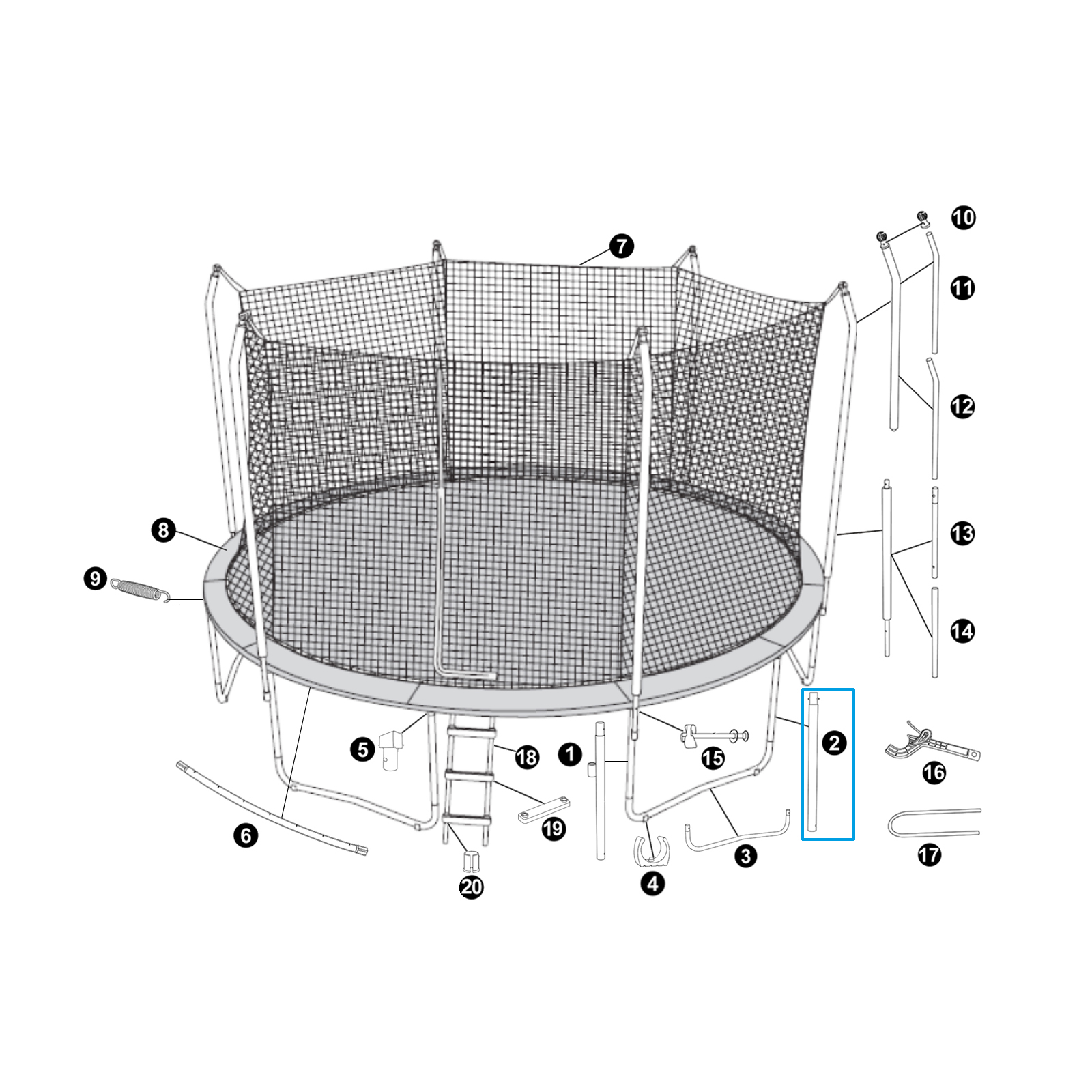 Bestway® Spare Part Vertical Leg B for 14' x 9'4.5"/4.27m x 2.86m Xtreme Air Trampoline