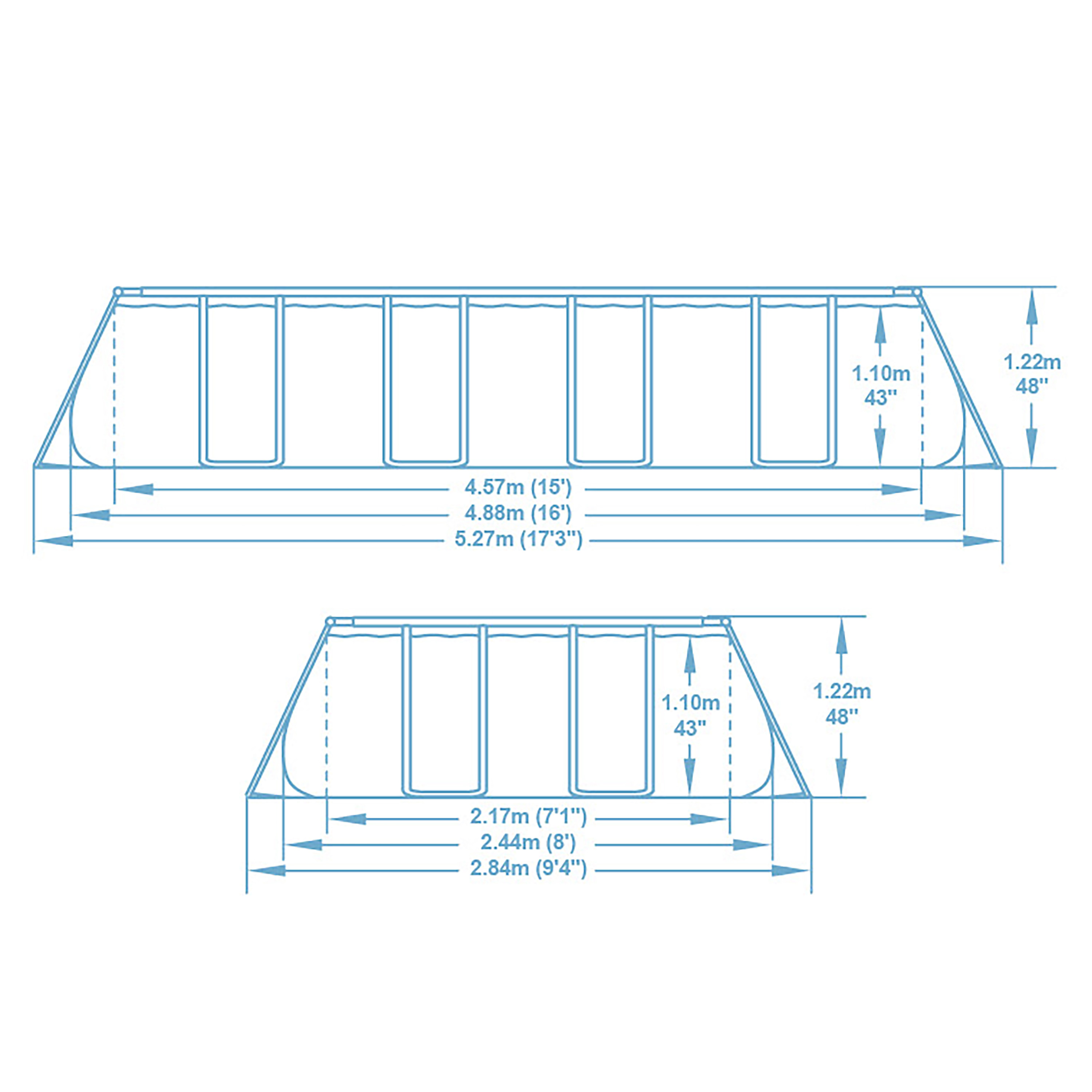 Steel Pro MAX™ Solo Pool ohne Zubehör 488 x 244 x 122 cm, grau, eckig
