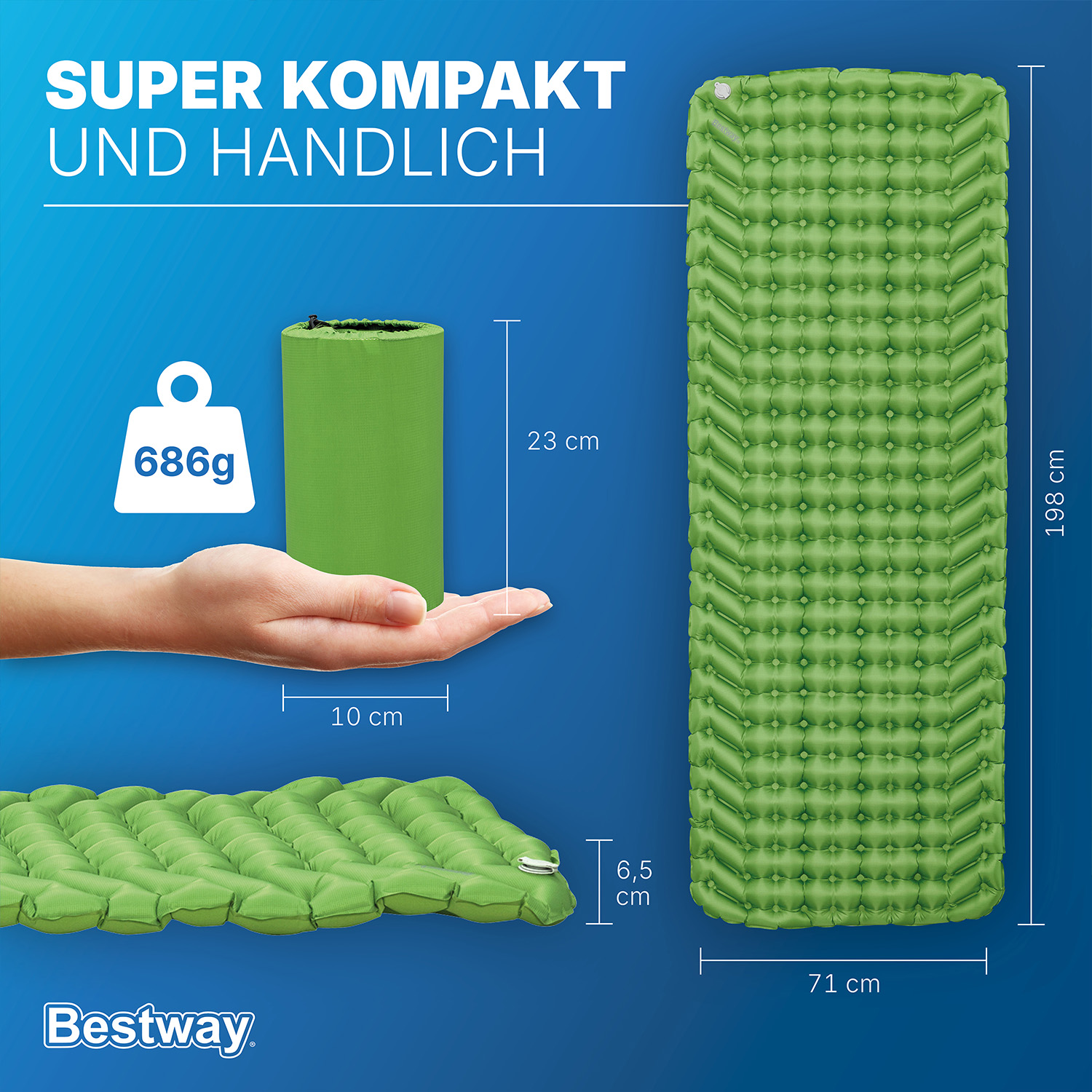 aufblasbare Single XL Isomatte WanderLite™ 198 x 71 x 6,5 cm
