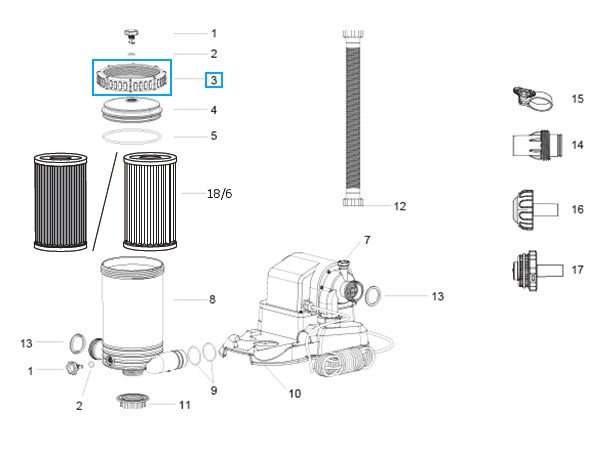 Bestway® Spare Part Cover retainer (blue) for Flowclear™ filter units (9.463 l/h) Bestway® Spare Part Cover retainer (blue) for Flowclear™ filter units (9.463 l/h)